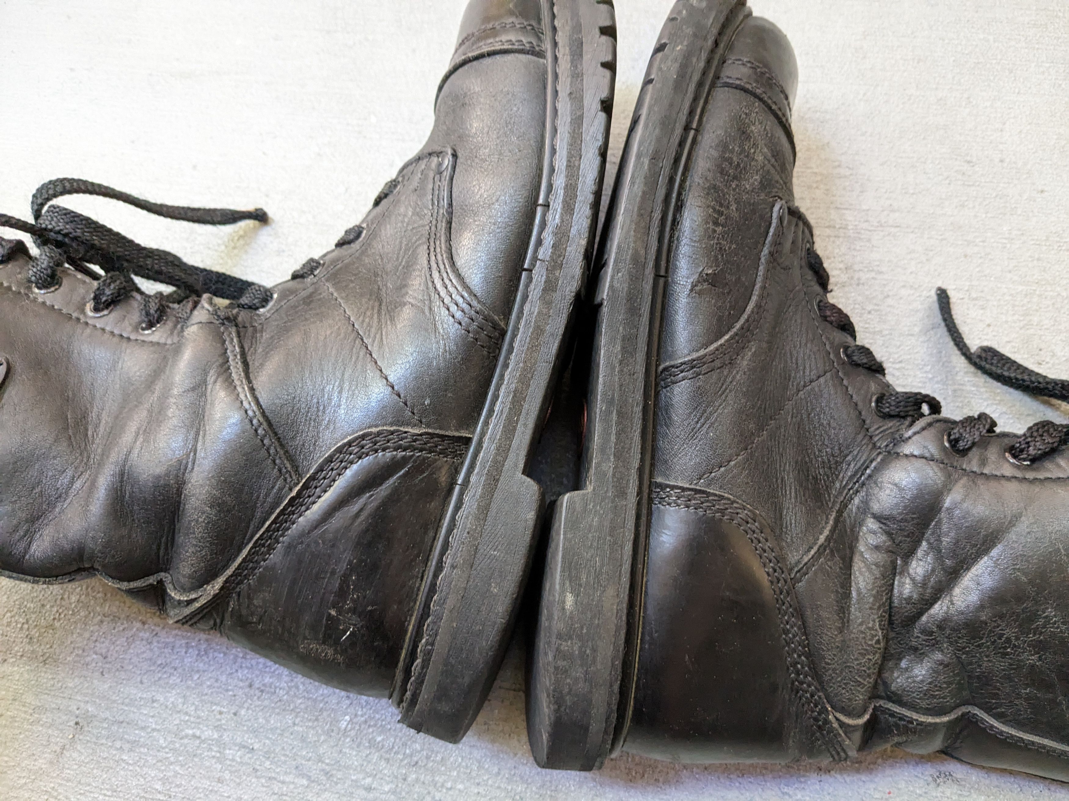 Genuine Leather Vintage Combat Boots Black 9.5 Leather Chunky Biker Moto Size US 9.5 / EU 42-43 - 6 Thumbnail