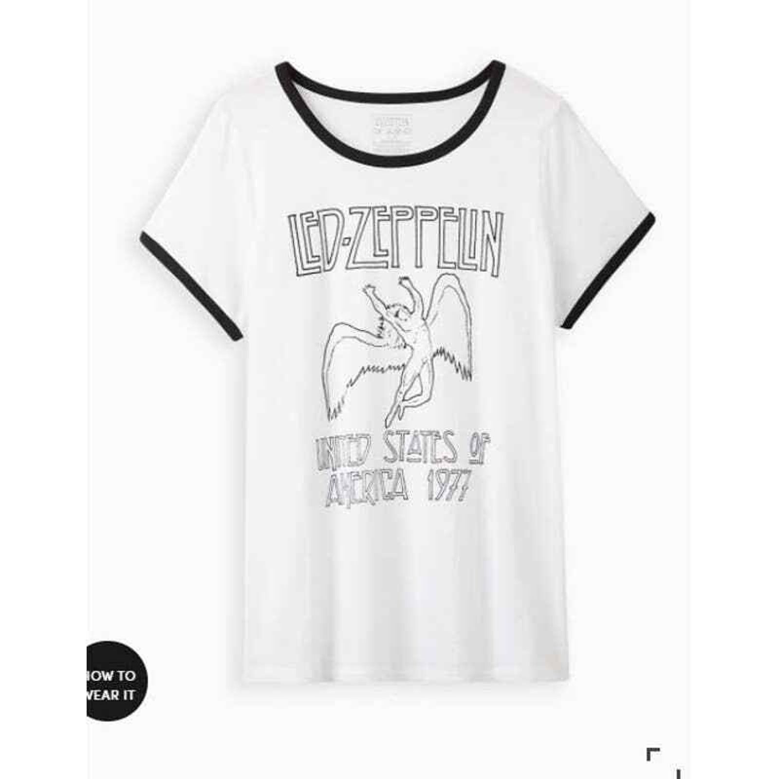 Torrid TORRID 2X COTTON WHITE LED ZEPPELIN CLASSIC FIT RINGER TEE Size XL / US 12-14 / IT 48-50 - 5 Thumbnail