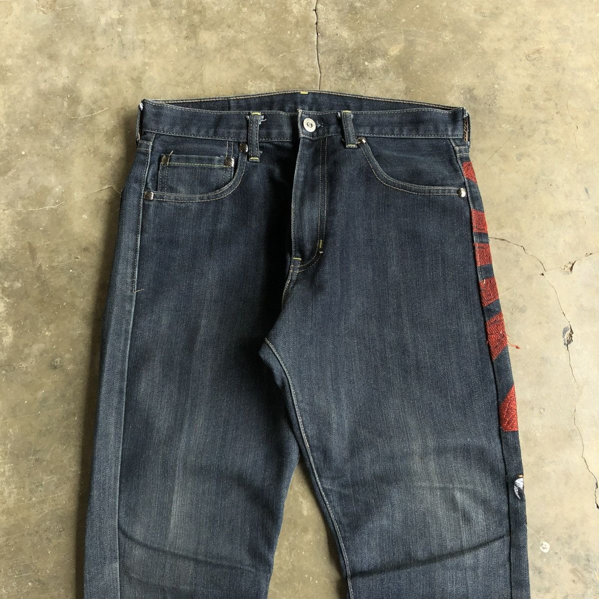 Karakuri Tamashii 2000s Sugoi Tatto Embroidery Dragon Tiger Denim Jeans Size US 29 - 11 Thumbnail