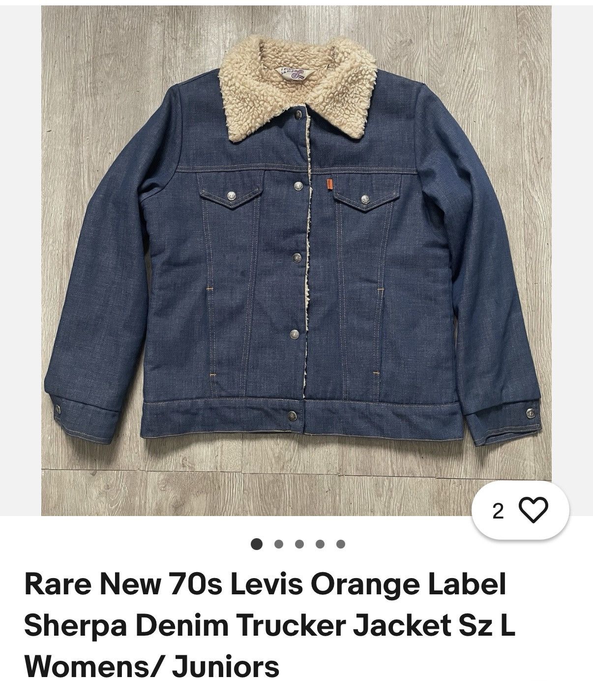 Levi's Vintage Clothing Rare 70s Levis Orange Label Sherpa Denim Trucker Jacket Sz L Womens/ Juniors Size US S / EU 44-46 / 1 - 6 Thumbnail