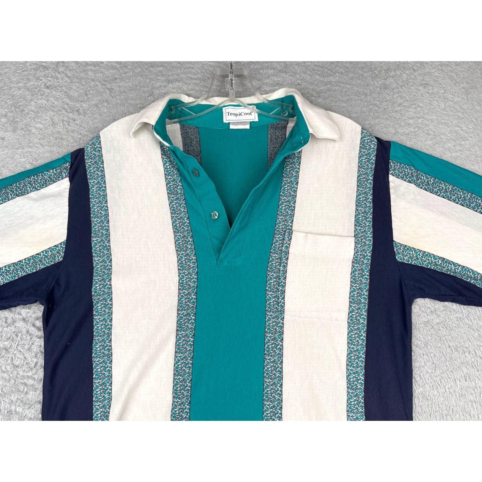 Ralph Lauren VINTAGE TropiCool Polo Shirt Men Small Blue White Stripe Polyester Blend READ Size US S / EU 44-46 / 1 - 4 Thumbnail