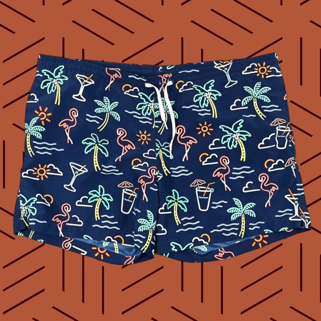 Chubbies Chubbies Swim Trunks Mens 2XL / 6" Lined Neon Flamingo Paradise Blue Board Short Size US 39 - 1 Thumbnail