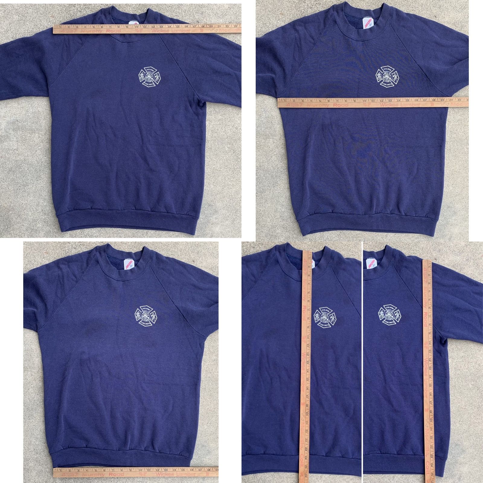 Jerzees VINTAGE Folsom Fire Dept City of Folsom Fire Raglan Sweatshirt Mens L Blue Graphic Print Pullover Crewneck Sweatshirt, 80s Era, Made in USA Size US L / EU 52-54 / 3 - 8 Thumbnail