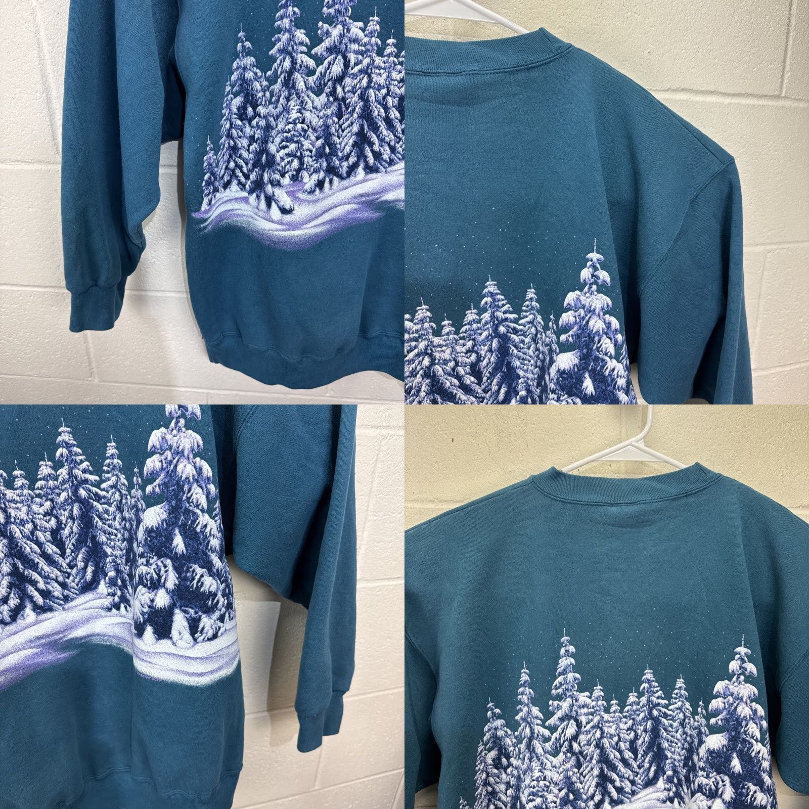 Altea VINTAGE Signal Sport All Over Print Snow Forest Nature Sweatshirt XL Teal Blue Size US XL / EU 56 / 4 - 10 Thumbnail