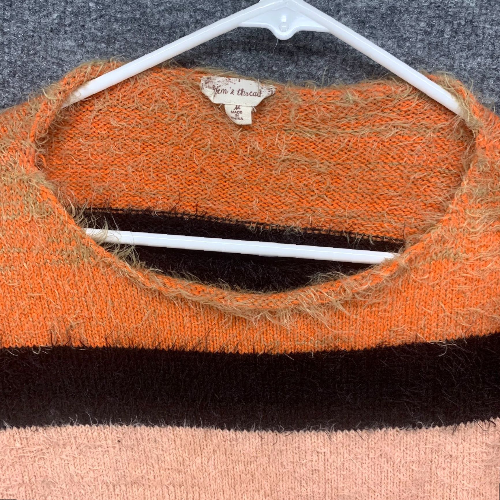 Vintage Hem & Thread Striped Pullover Sweater Womens Medium Orange Casual Acrylic Blend Size M / US 6-8 / IT 42-44 - 4 Thumbnail