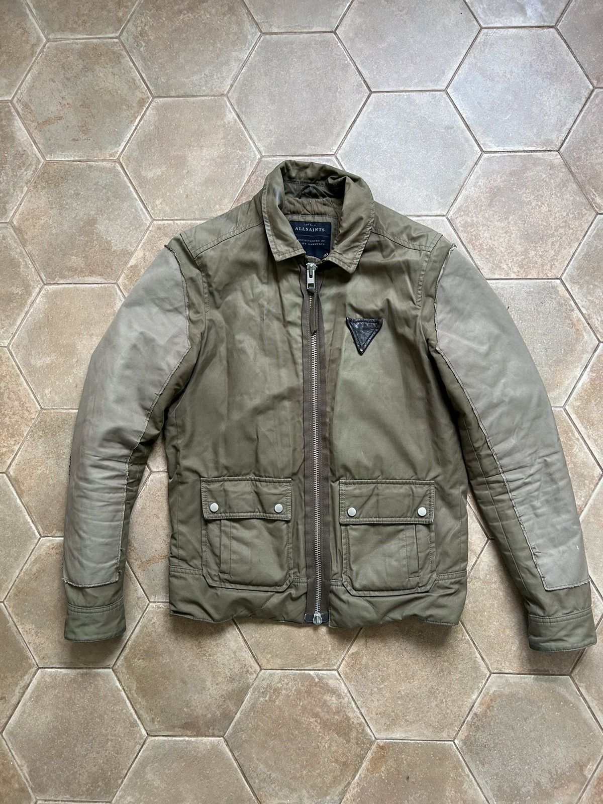 image of Allsaints Bomber Jacket Military in Olive, Men's (Size Small)