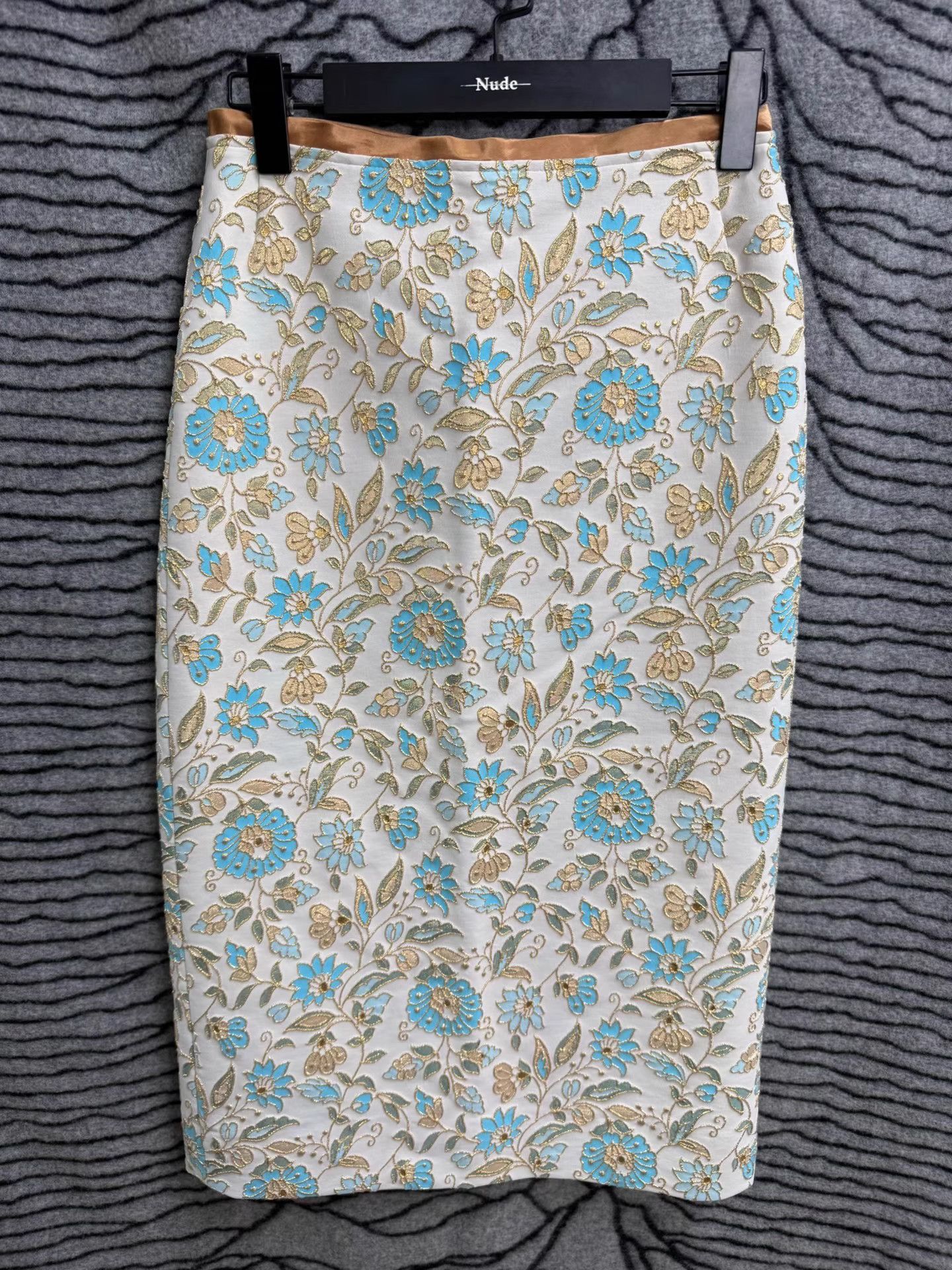 Dries Van Noten Dries Van Noten Blue White Porcelain Midi Skirt K20 Size 24" / US 00 / IT 34 - 1 Thumbnail
