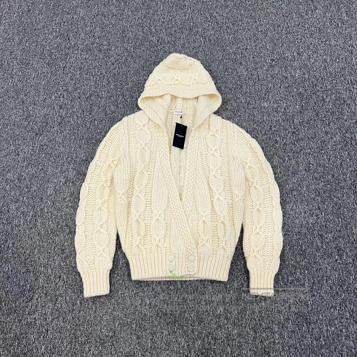 Saint Laurent Paris Saint Laurent Paris Coarse wool knitted hooded cardigan| Size S / US 4 / IT 40 - 1 Thumbnail