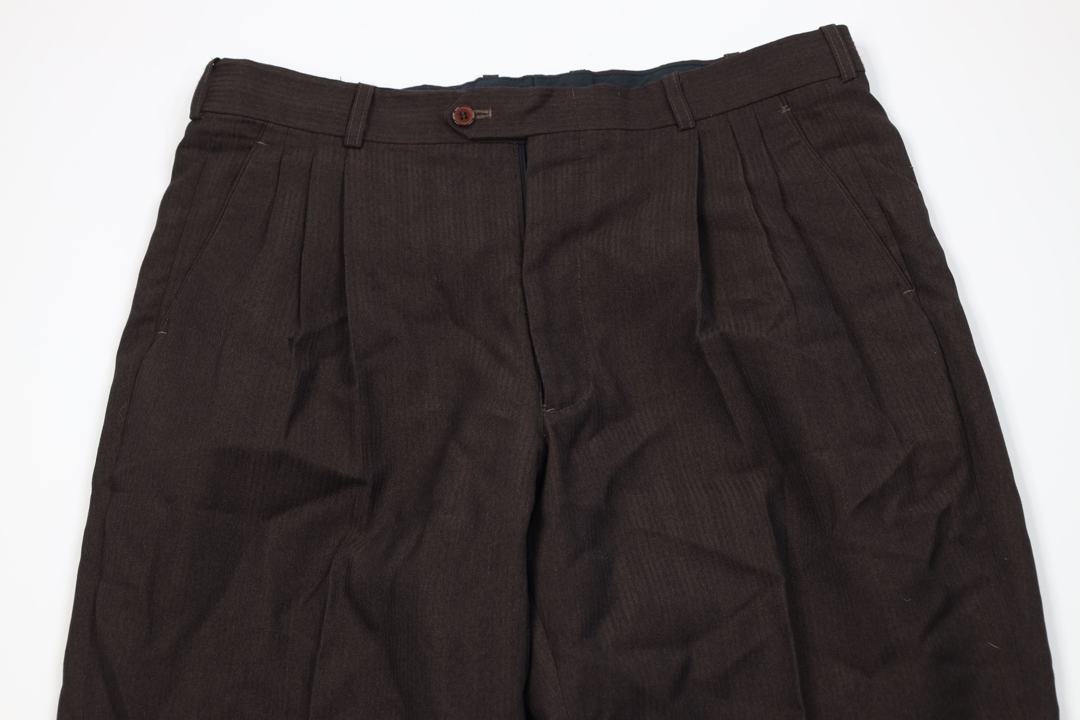 Vintage Vintage 90s Streetwear Knit Wide Leg Chino Pants Brown Size US 38 / EU 54 - 2 Thumbnail