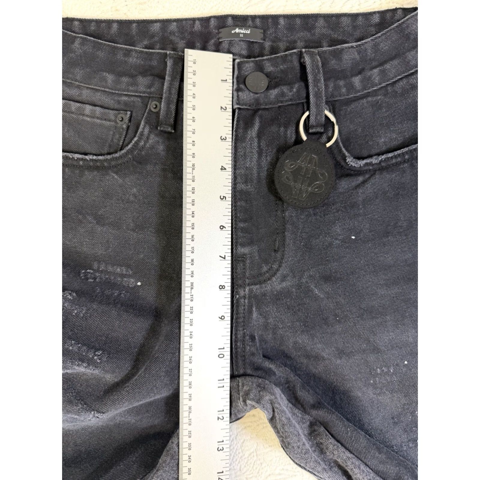 Gramicci AMICCI Jeans Contrast Side Panel Straight Denim Black/Grey 32x32 Distressed Raw Hem Patchwork Men Regular Size US 32 / EU 48 - 3 Thumbnail