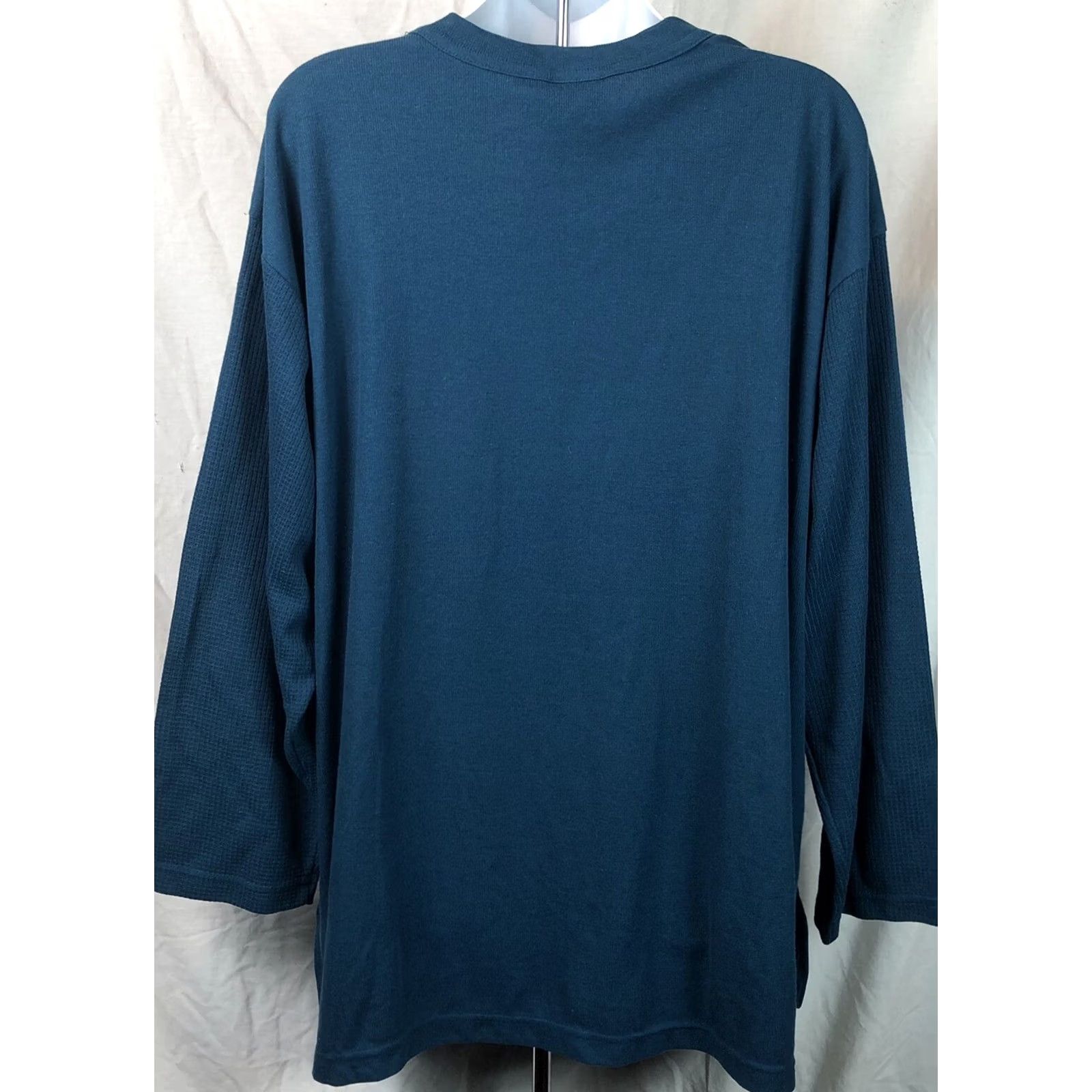 Vintage Laguna Sport Jersey Shirt Top 22W Turquoise Button Front V-Neck Longsleeve Womens Plus Size 22W Turquoise Jersey Sports Active Wear Size 3XL / US 20-22 - 4 Thumbnail
