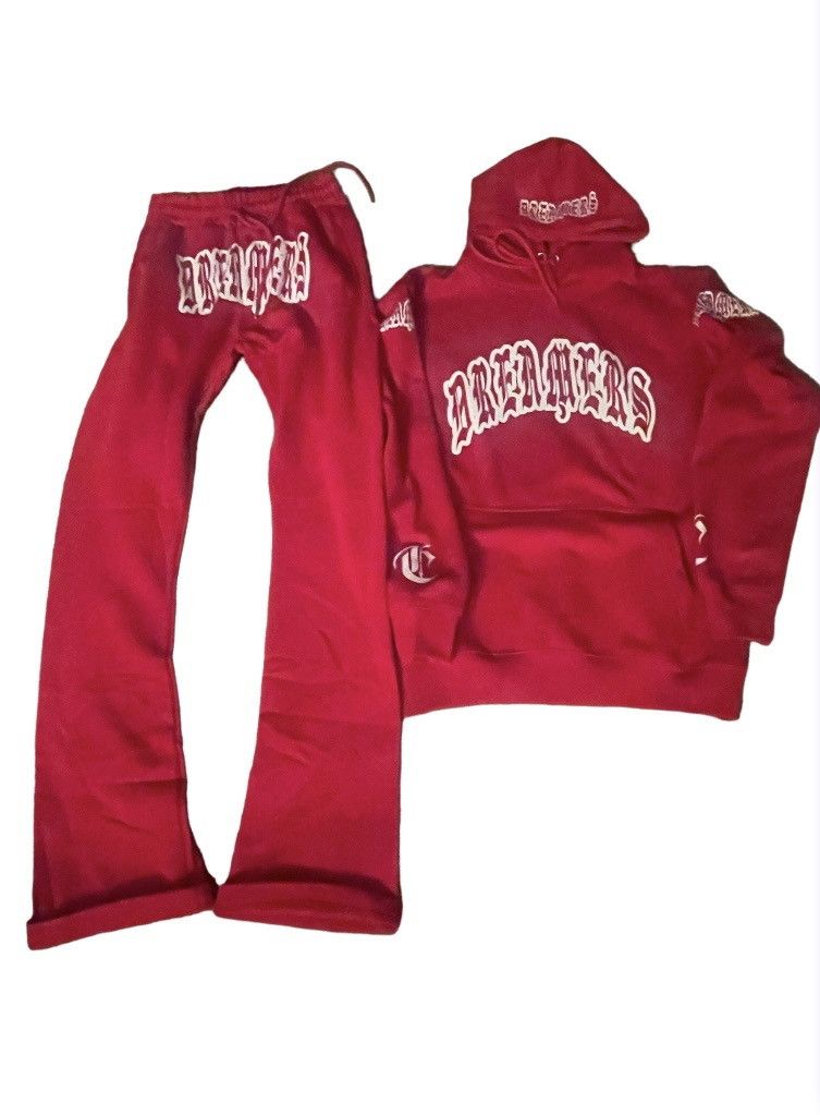 image of Flare Hoodie Sweat Suit in Red, Men's (Size Medium)