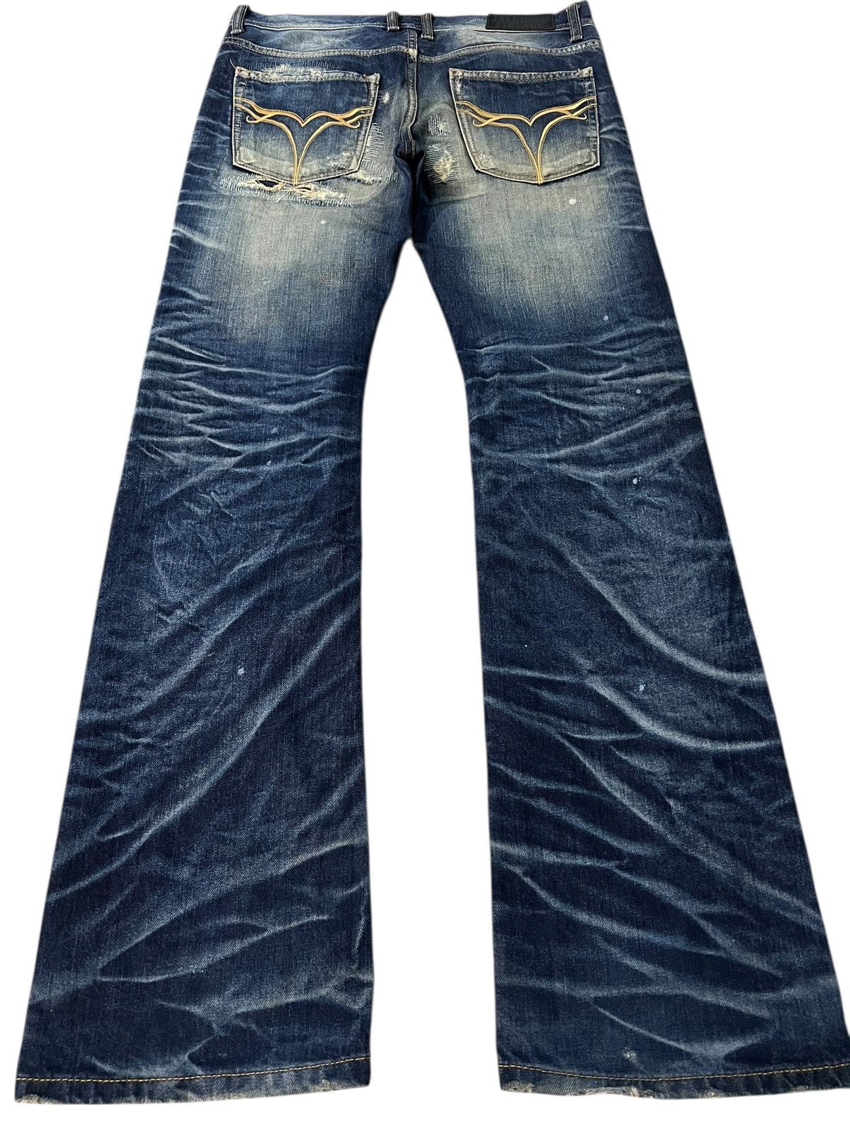 Japanese Brand 💥Flare💥Vintage Jack Rose Distress Patchwork Jean Size US 33 - 2 Thumbnail