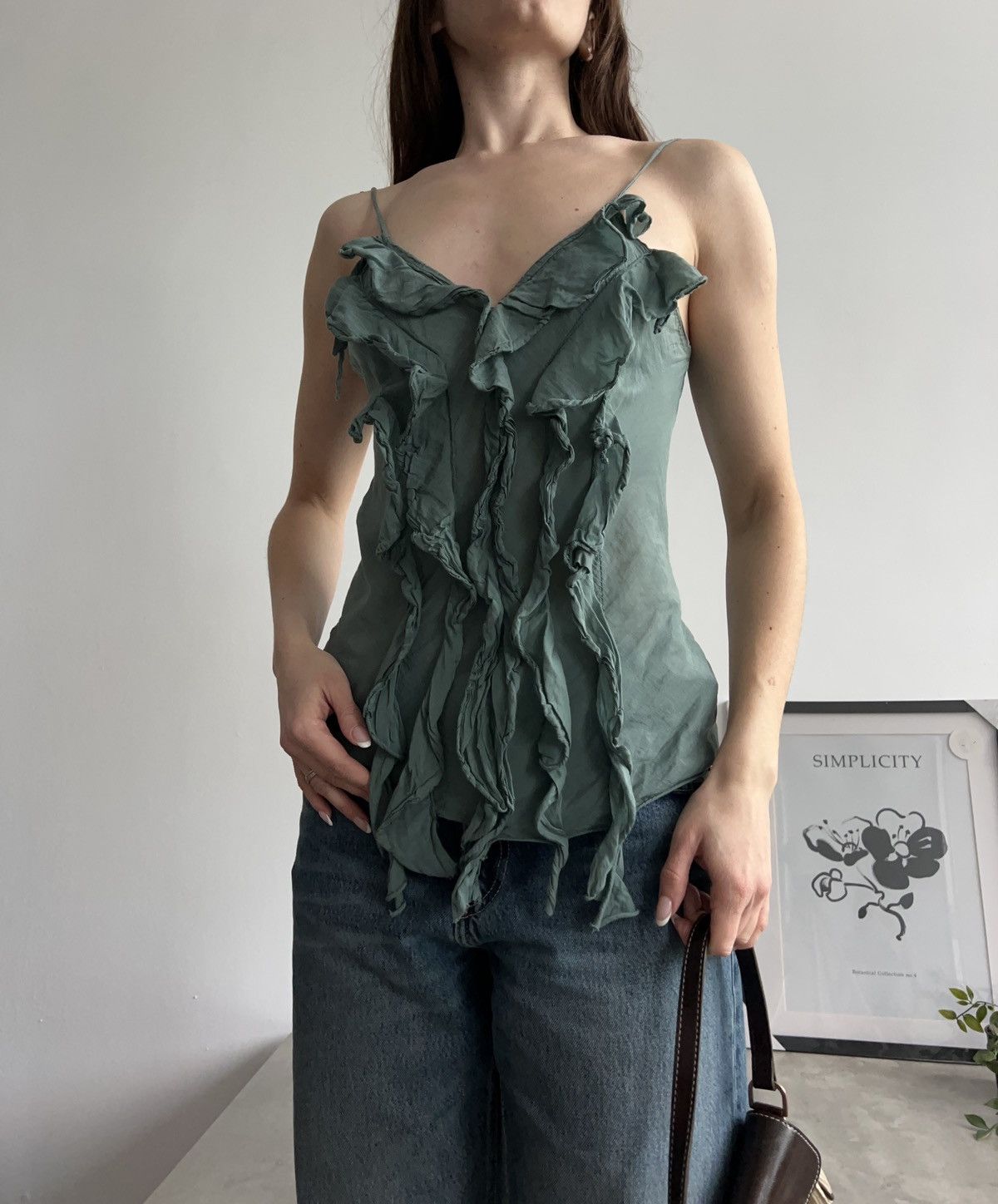 Vintage Amazing Vintage Silk Ruffle Italian Top T2K Size XS / US 0-2 / IT 36-38 - 5 Thumbnail