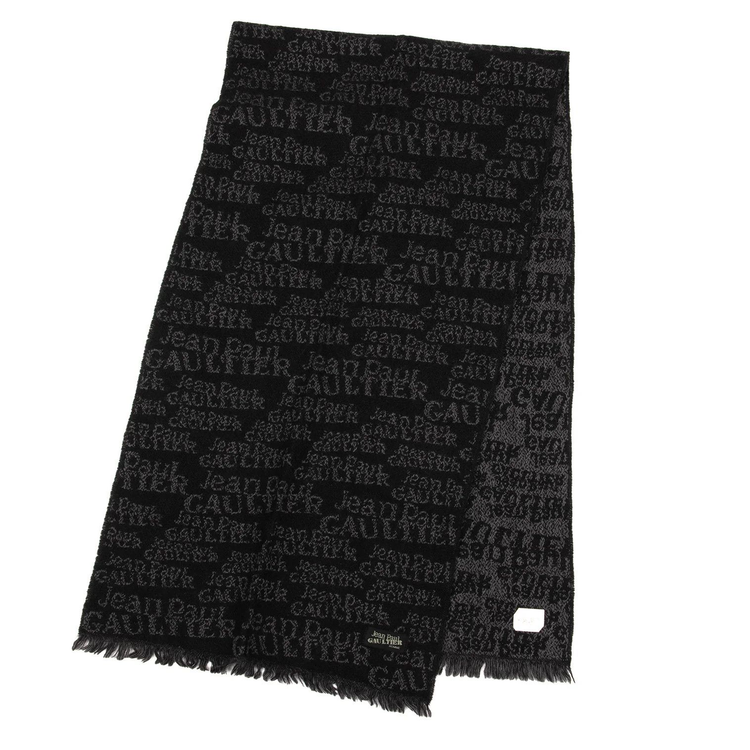 Jean Paul Gaultier Fringed Jacquard Scarf in Black and Gray Size ONE SIZE - 1 Thumbnail