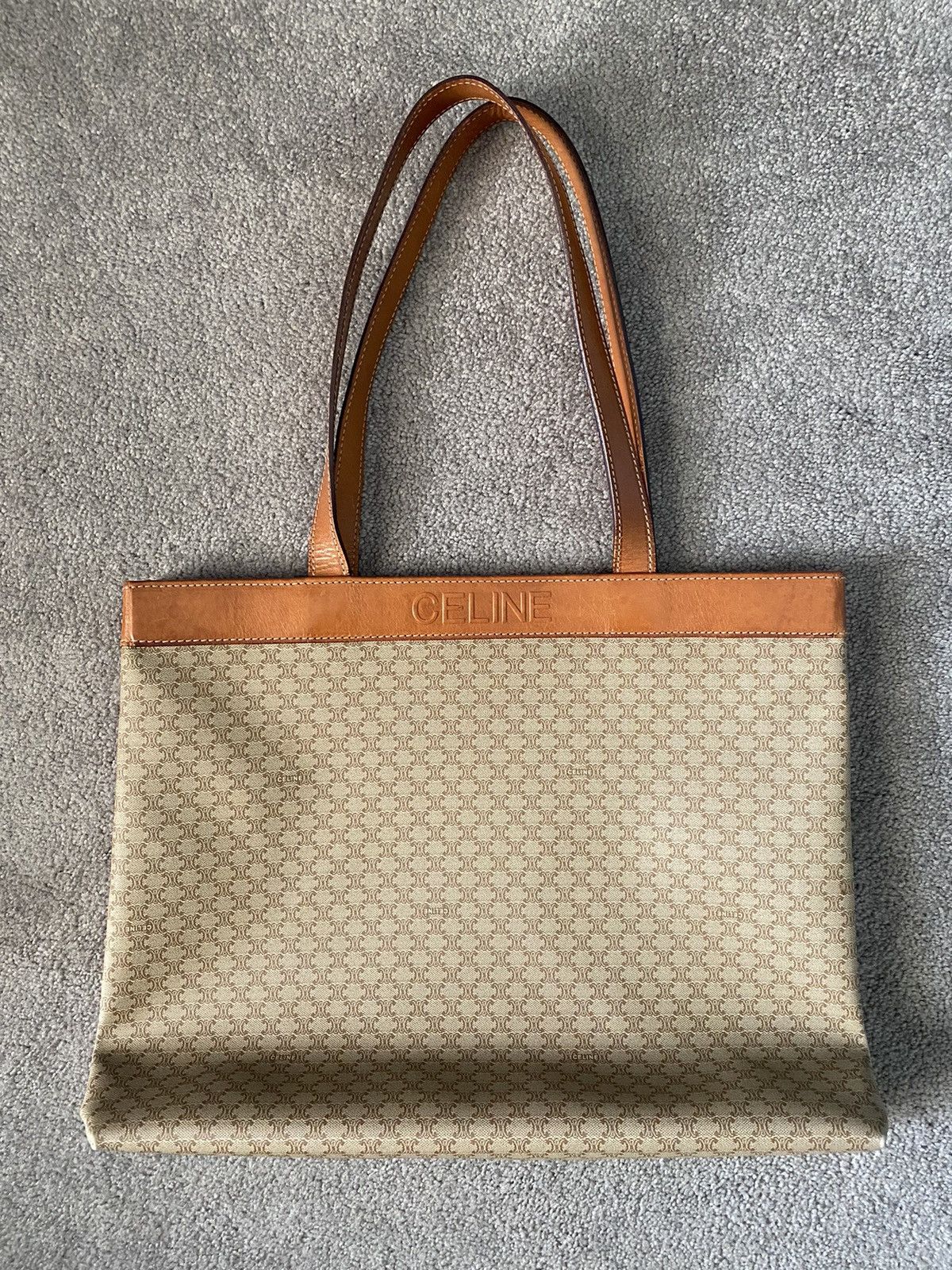 Celine Vintage CELINE Macadam PVC & Leather Tote Bag Size ONE SIZE - 7 Thumbnail
