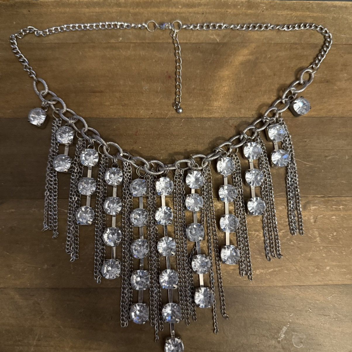 Other Vintage silver tone rhinestone fringe bib necklace Size ONE SIZE - 2 Thumbnail