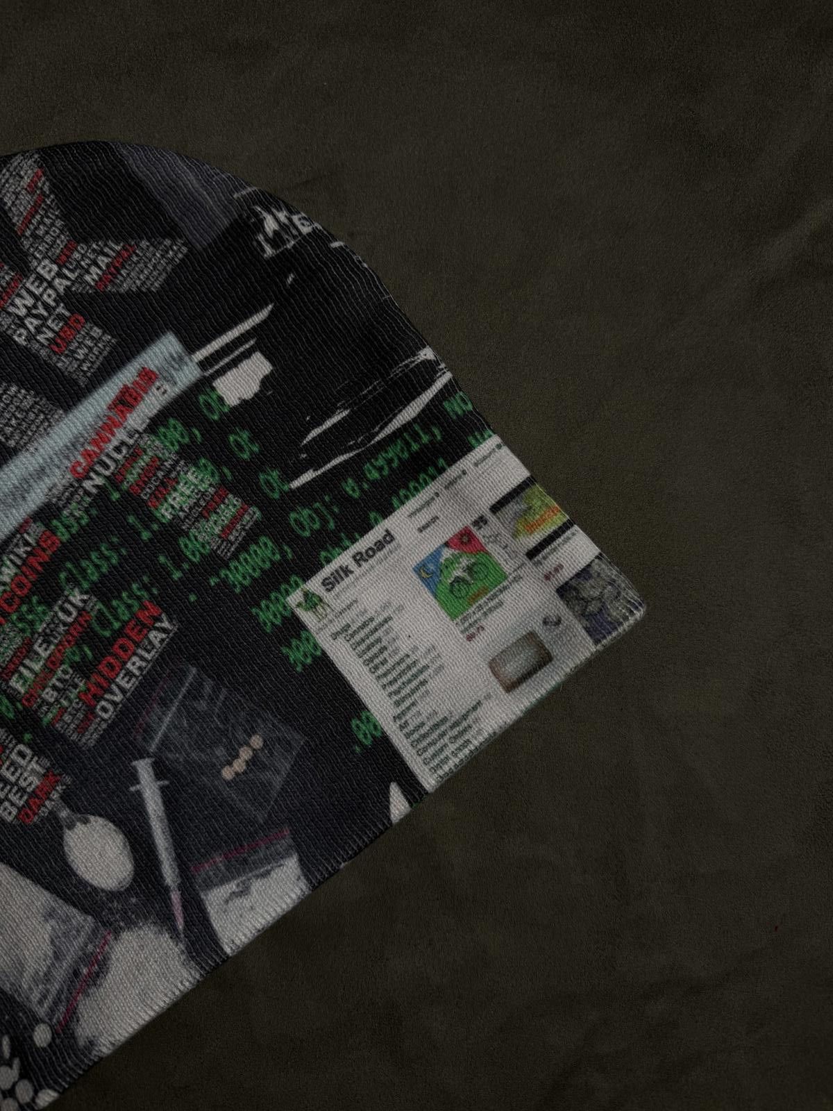 Japanese Brand Reversible Cyberpunk Graphic No Cuff Knit Black Beanie Hat Size ONE SIZE - 8 Thumbnail