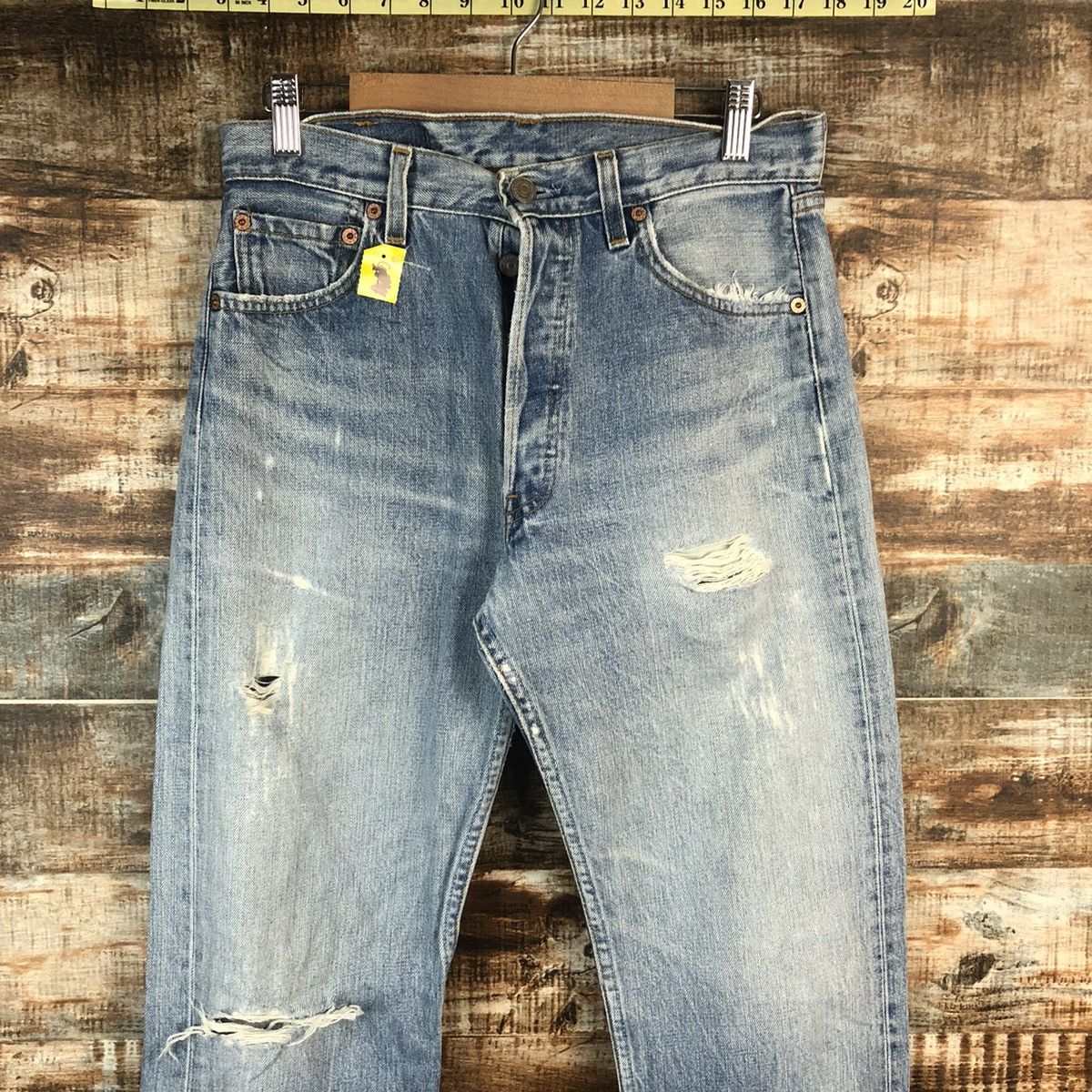 Levi's DLL Levis 501 Ripped distressed faded Blue Denim Pants #C002 Size US 30 / EU 46 - 4 Thumbnail