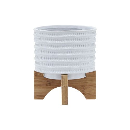 Designer × Homemade 5" TEXTURED PLANTER W/ STAND, WHITE Size US L / EU 52-54 / 3 - 3 Thumbnail