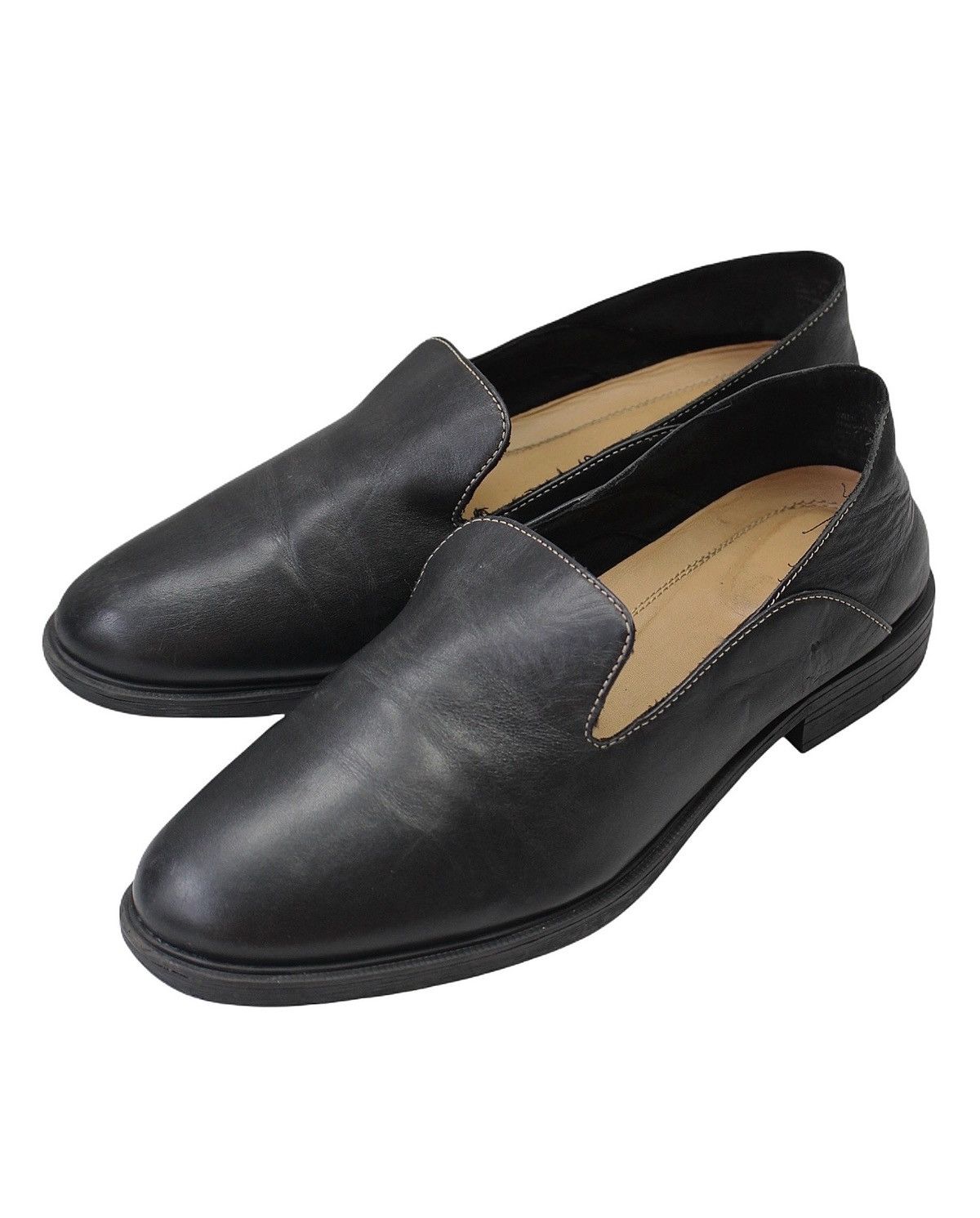 Japanese Brand 2000S HUSH PUPPIES COLLAPSIBLE BLACK LEATHER LOAFERS Size US 9.5 / EU 42-43 - 4 Thumbnail