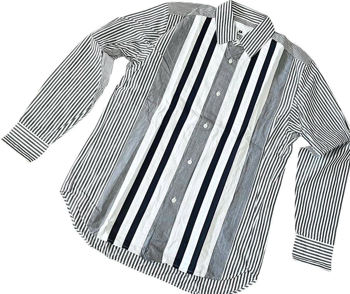 Ganryu Ganryu cdg AD2015 paneled multi striped button up shirt Size US S / EU 44-46 / 1 - 2 Thumbnail