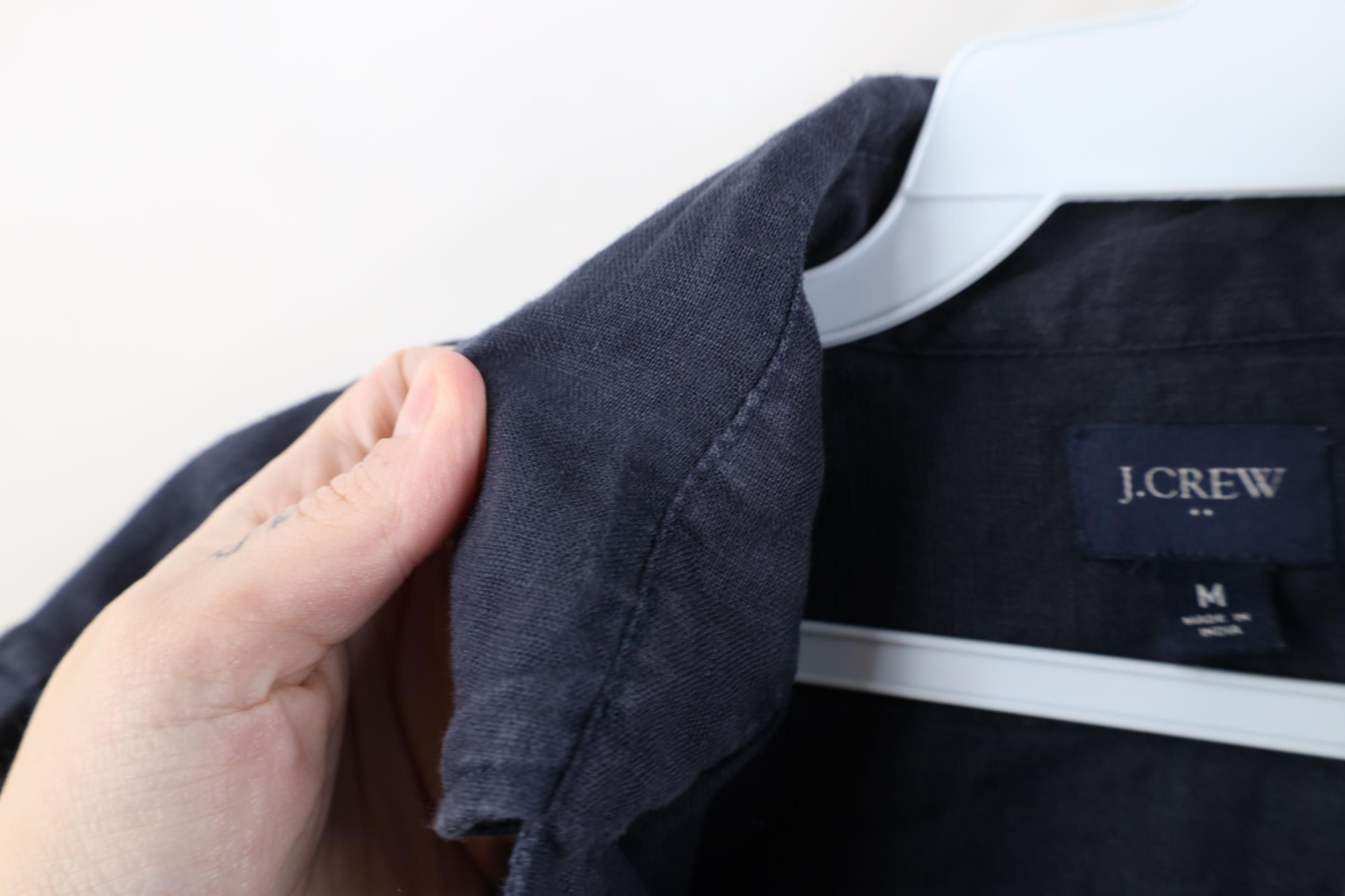 J.Crew J Crew Faded Linen Knit Collared Button Down Shirt Navy Blue Size US M / EU 48-50 / 2 - 10 Thumbnail