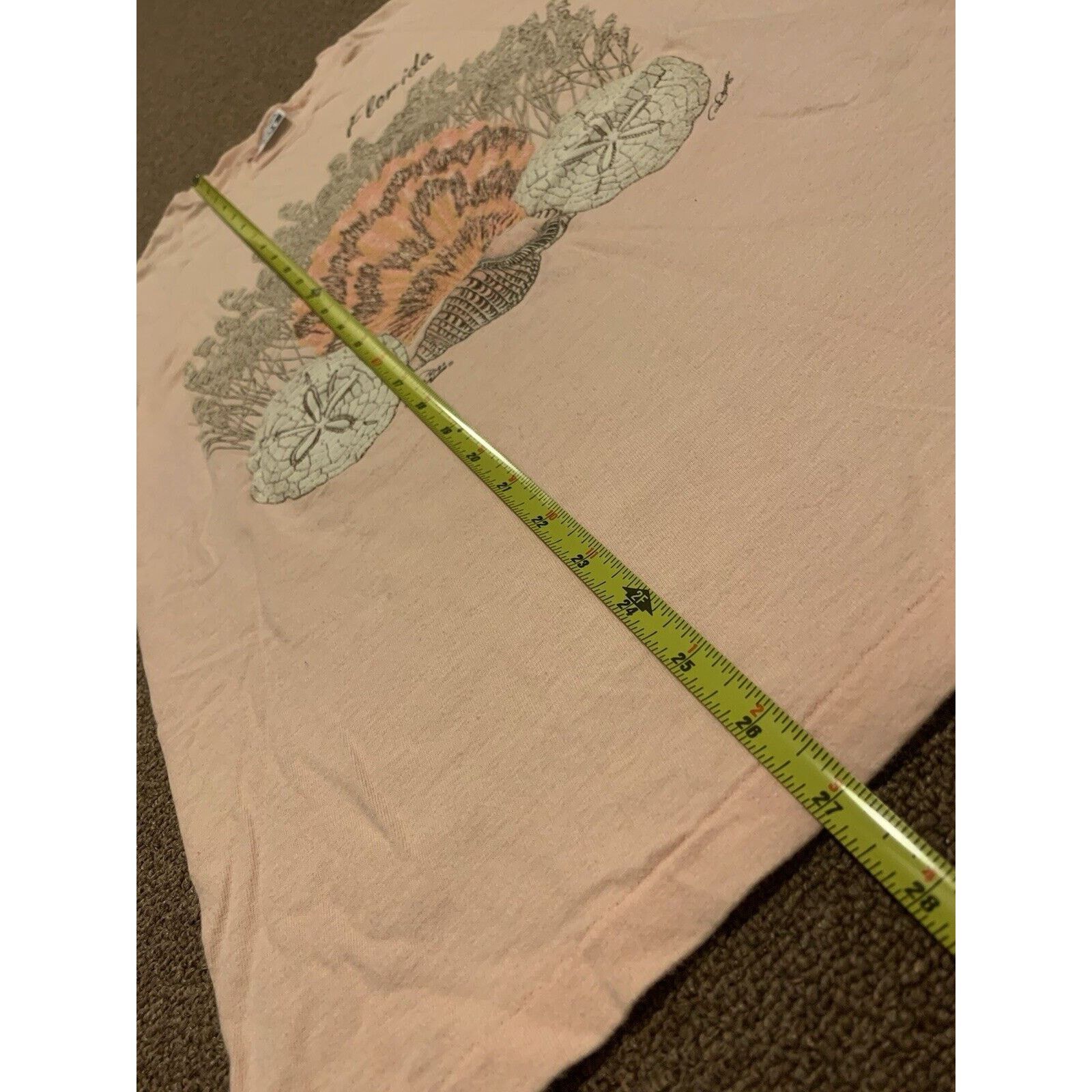 Hanes Vintage Men’s L Florida 90s Coral Sea Shells Pink T-Shirt Size US L / EU 52-54 / 3 - 5 Thumbnail
