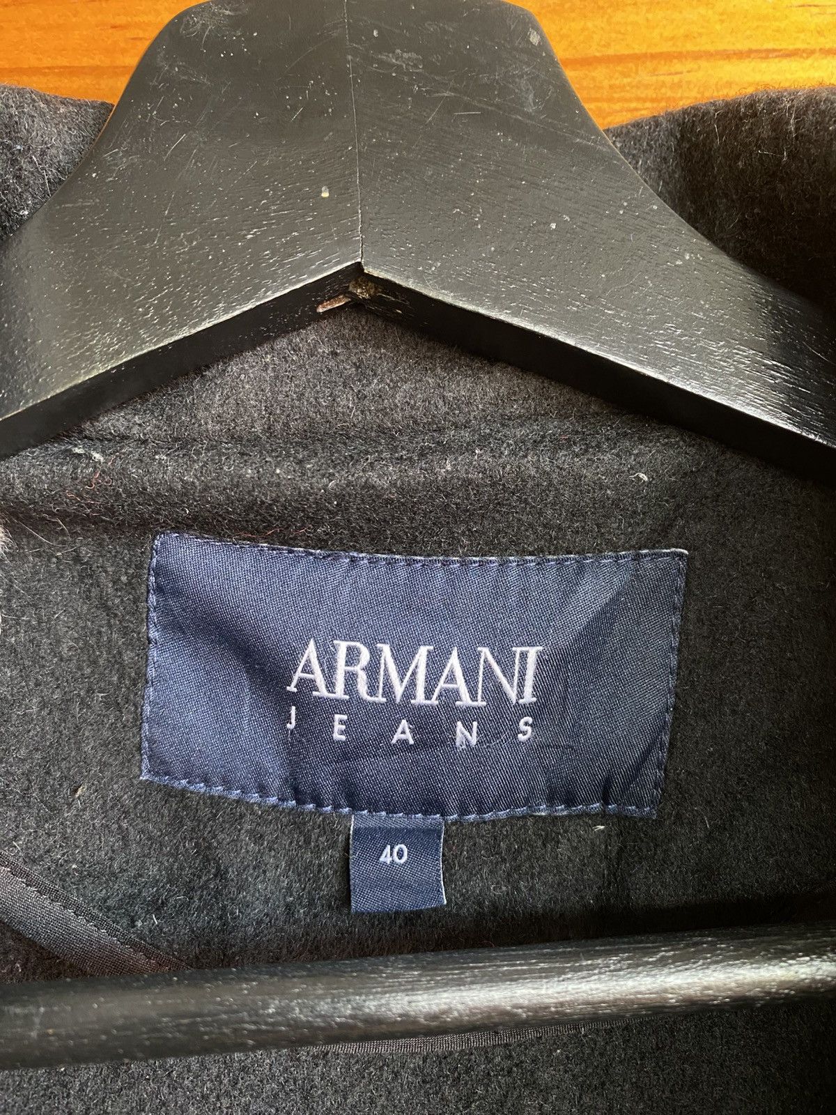 Armani Vintage Armani Jeans Black Wool Zip Jacket Minimal Designer Size US M / EU 48-50 / 2 - 7 Thumbnail