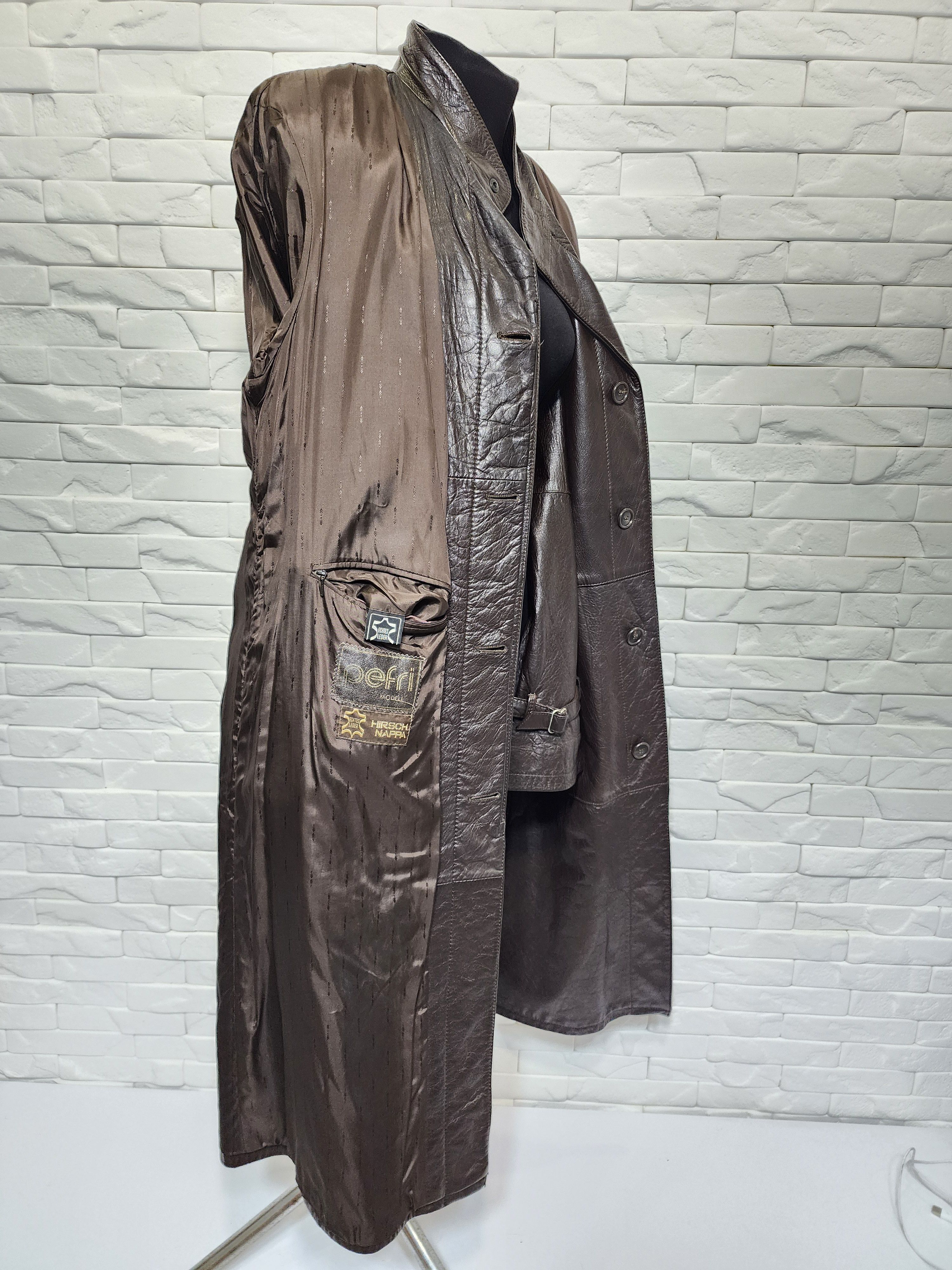 Genuine Leather Brown Genuine Leather Men's Coat with Belt Size US L / EU 52-54 / 3 - 10 Thumbnail