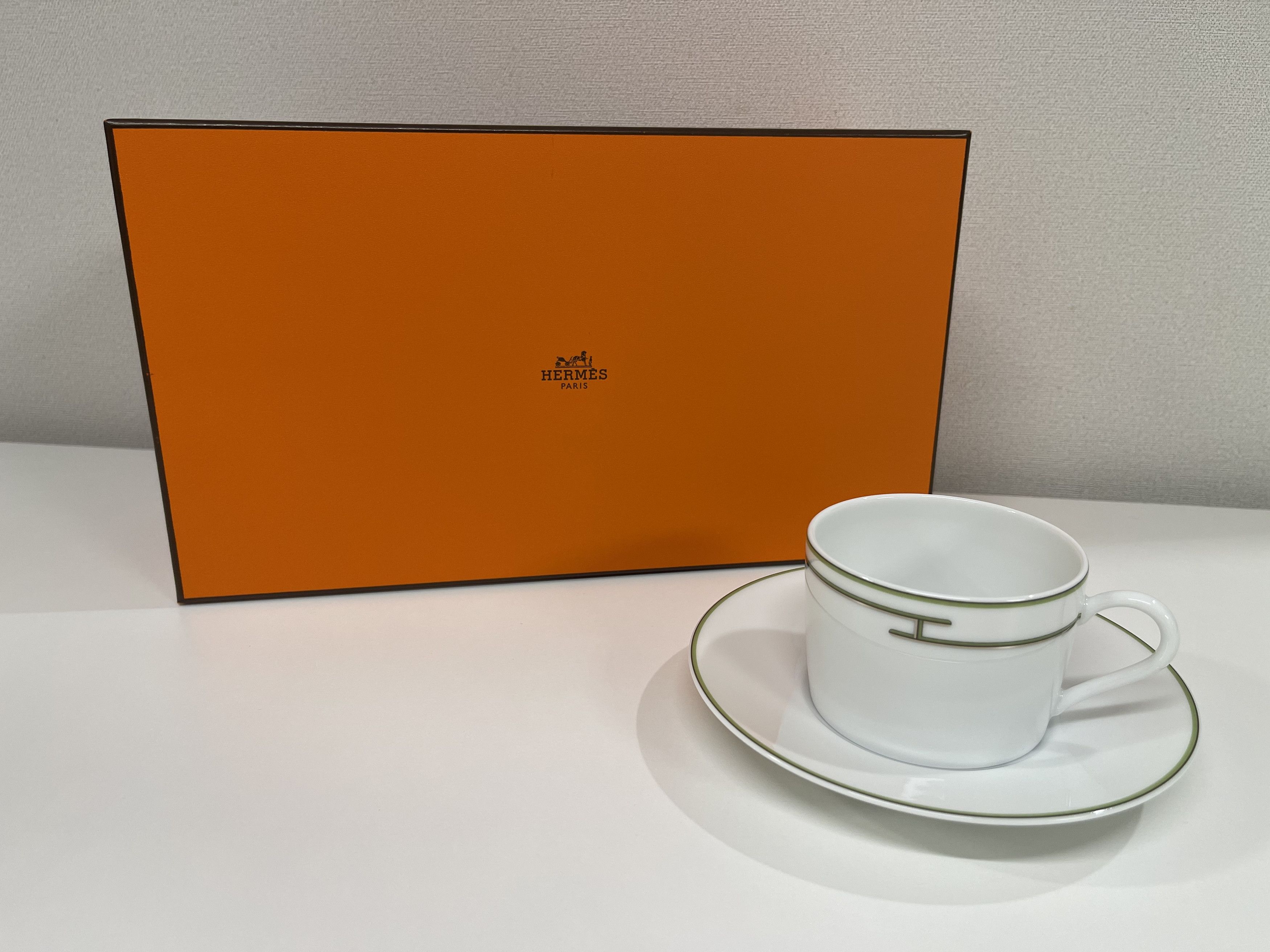 Hermes Hermes Rhythm Green Tea Cup Saucer 1P Set Size ONE SIZE - 1 Thumbnail