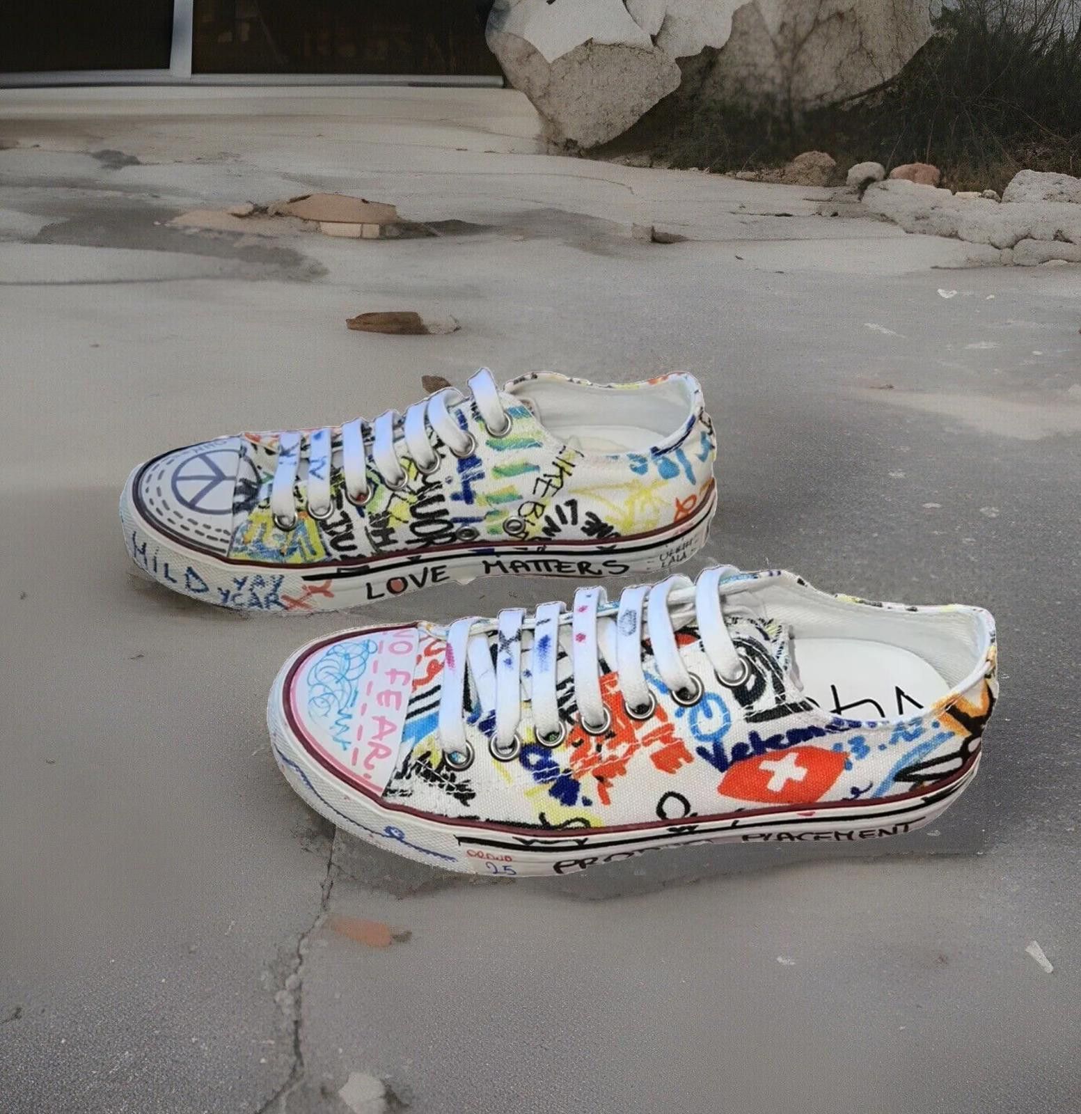 Vetements Vetements White Graffiti Low Top Sneakers Sz 35 W/ Box Size US 5 / IT 35 - 5 Thumbnail