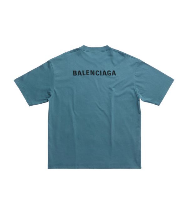 Balenciaga o1mt1gz0924 Back T-Shirt Medium Fit in Slate Blue Size US XL / EU 56 / 4 - 2 Thumbnail