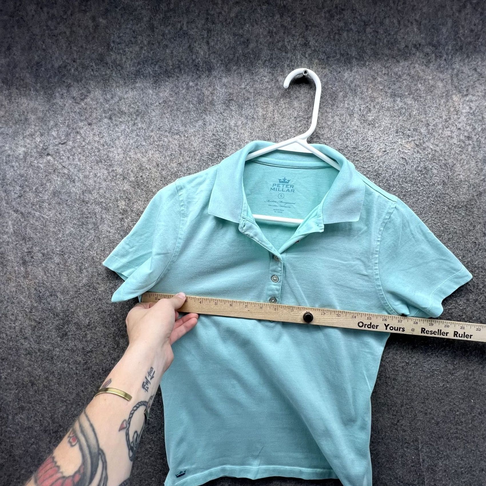 Peter Millar Peter Millar Polo Shirt Womens Small Blue Solid Moisture Wicking Golf Top Shirt Size S / US 4 / IT 40 - 6 Thumbnail
