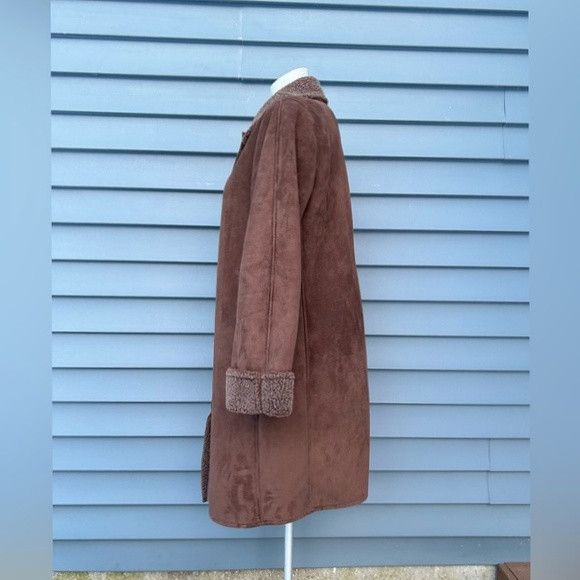 Lands' End Lands End Womens Long Brown Faux Suede Sherpa Lined Coat~M~ Size M / US 6-8 / IT 42-44 - 4 Thumbnail