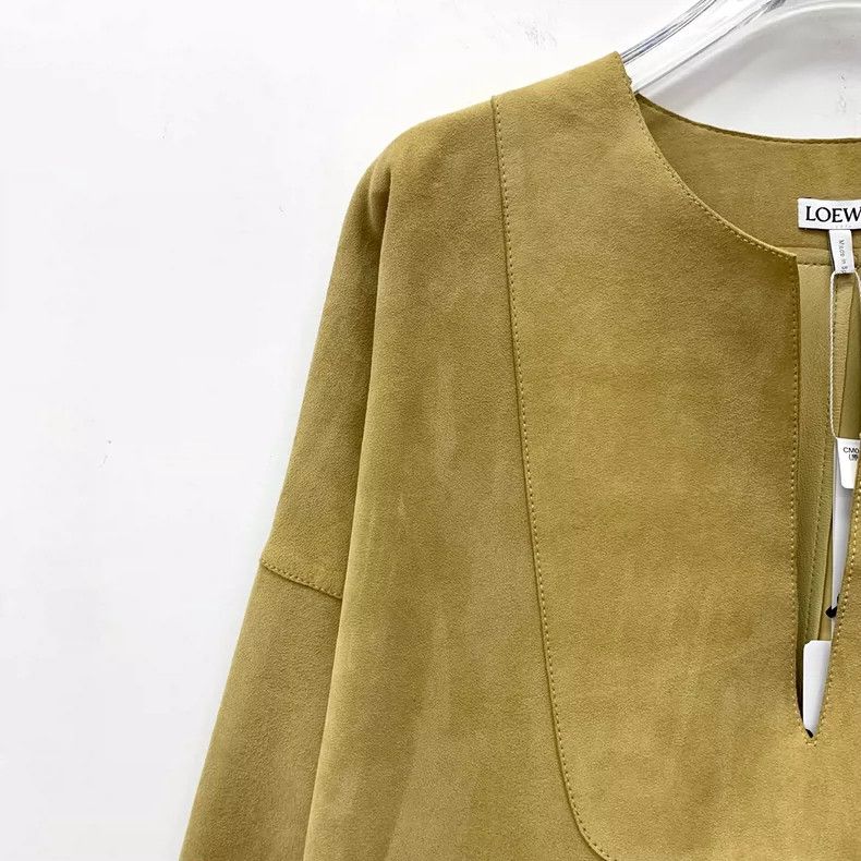 Loewe Loewe Brown and yellow logo embossed suede round neck long Size S / US 4 / IT 40 - 3 Thumbnail