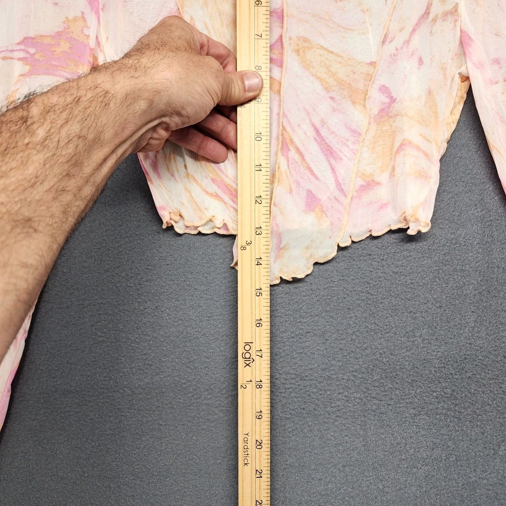 Vintage VINTAGE Altartd State Top Womens XS Pink Orange Swirl Semi Sheer Long Sleeve Crop Length Blouse Womens XS Pink Swirl 90s? Size XS / US 0-2 / IT 36-38 - 6 Thumbnail