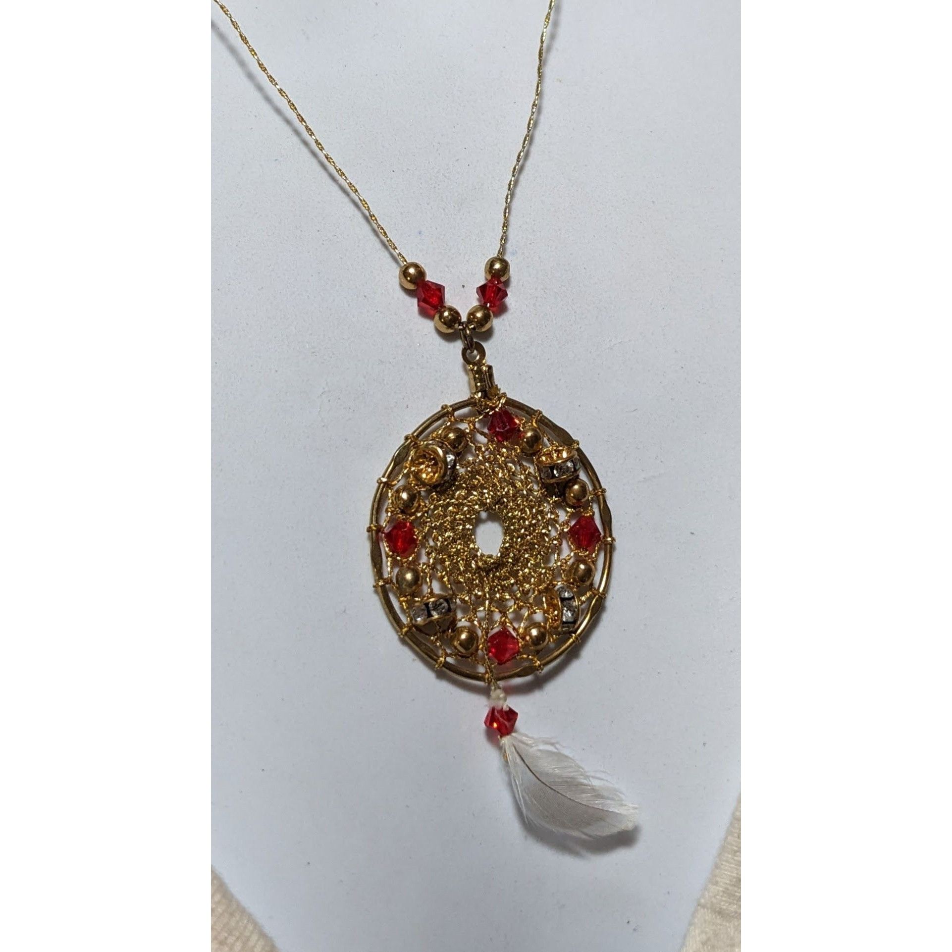 Other Gold Beaded Feather Dreamcatcher Necklace Size ONE SIZE - 6 Thumbnail