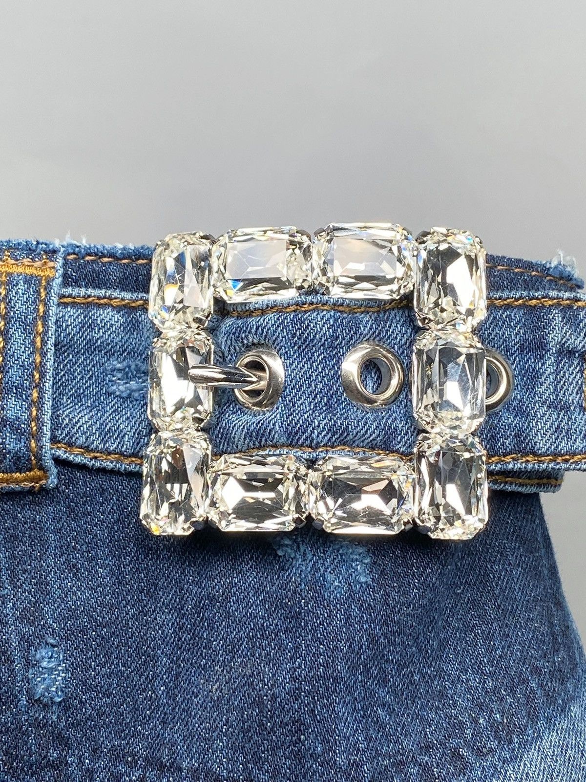 Dolce & Gabbana DOLCE & GABBANA denim ankle boots with rhinestone buckle Size US 7 / IT 37 - 12 Thumbnail