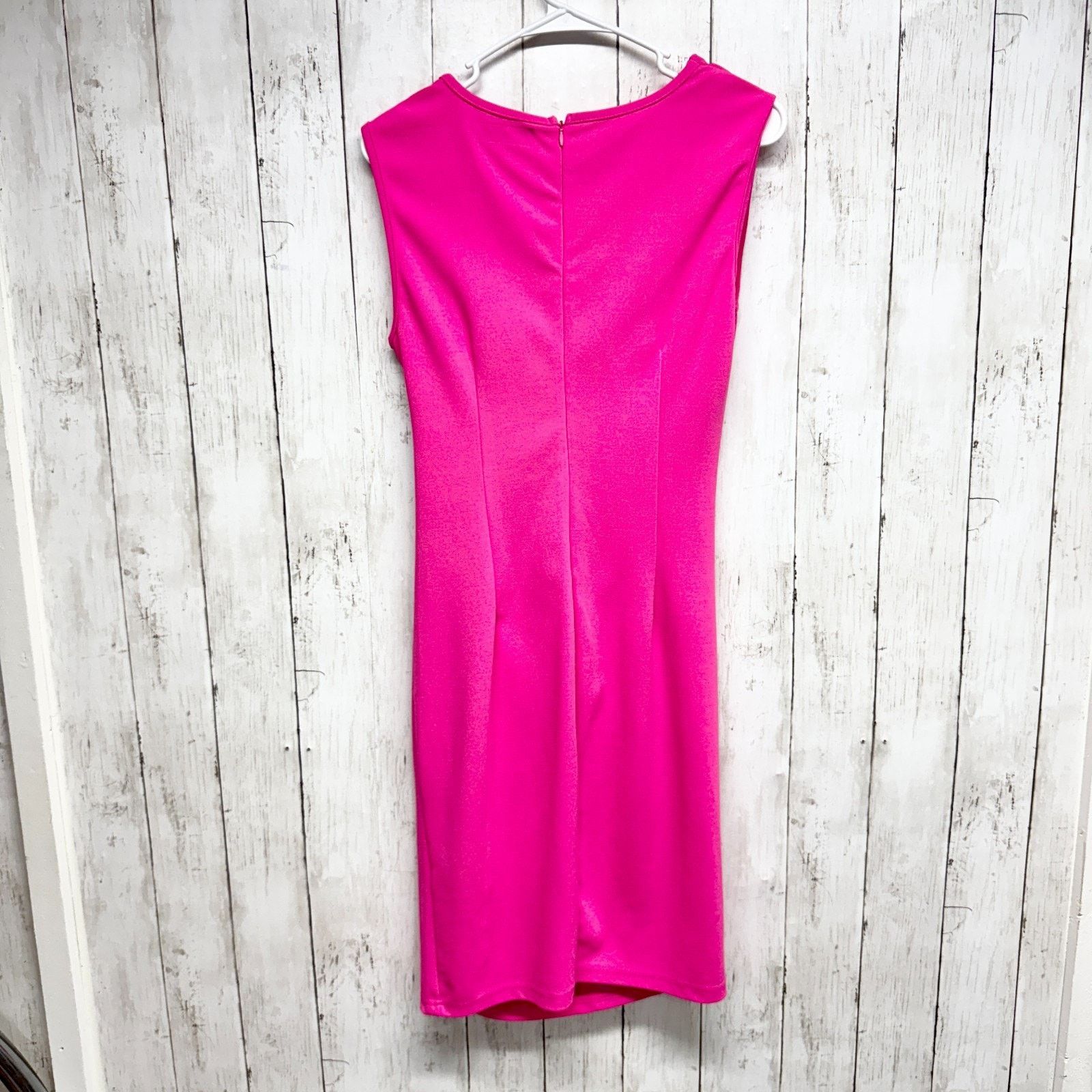 Other Lulus Dress Large Barbie Pink V-Neck Wrap Sleeveless Mini Size L / US 10 / IT 46 - 6 Thumbnail