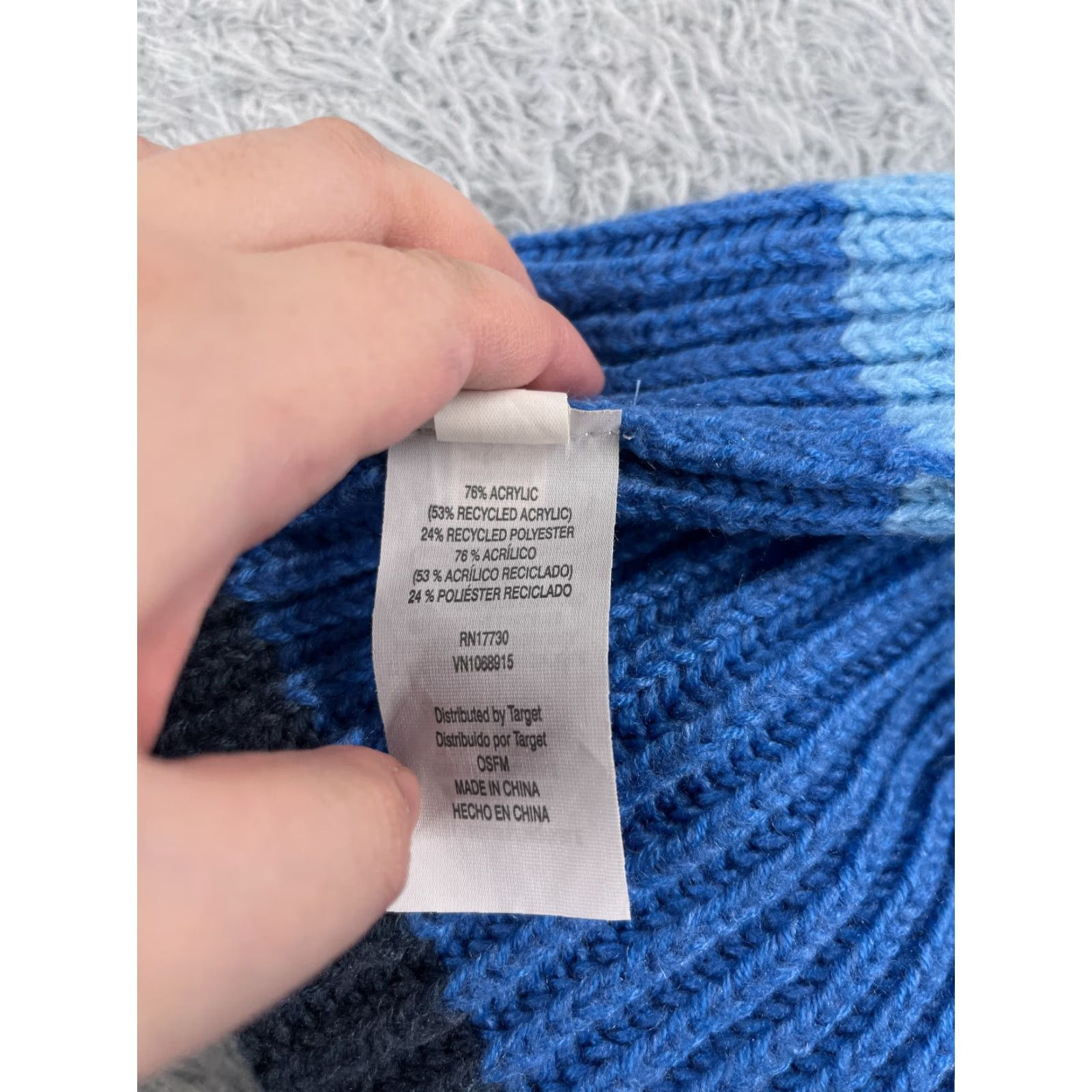Vintage Target Beanie Adult One Size Blue Stripe Knit Acrylic Polyester Blend Knit Beanie Target Unisex Adults Mens Womens Size ONE SIZE - 7 Thumbnail