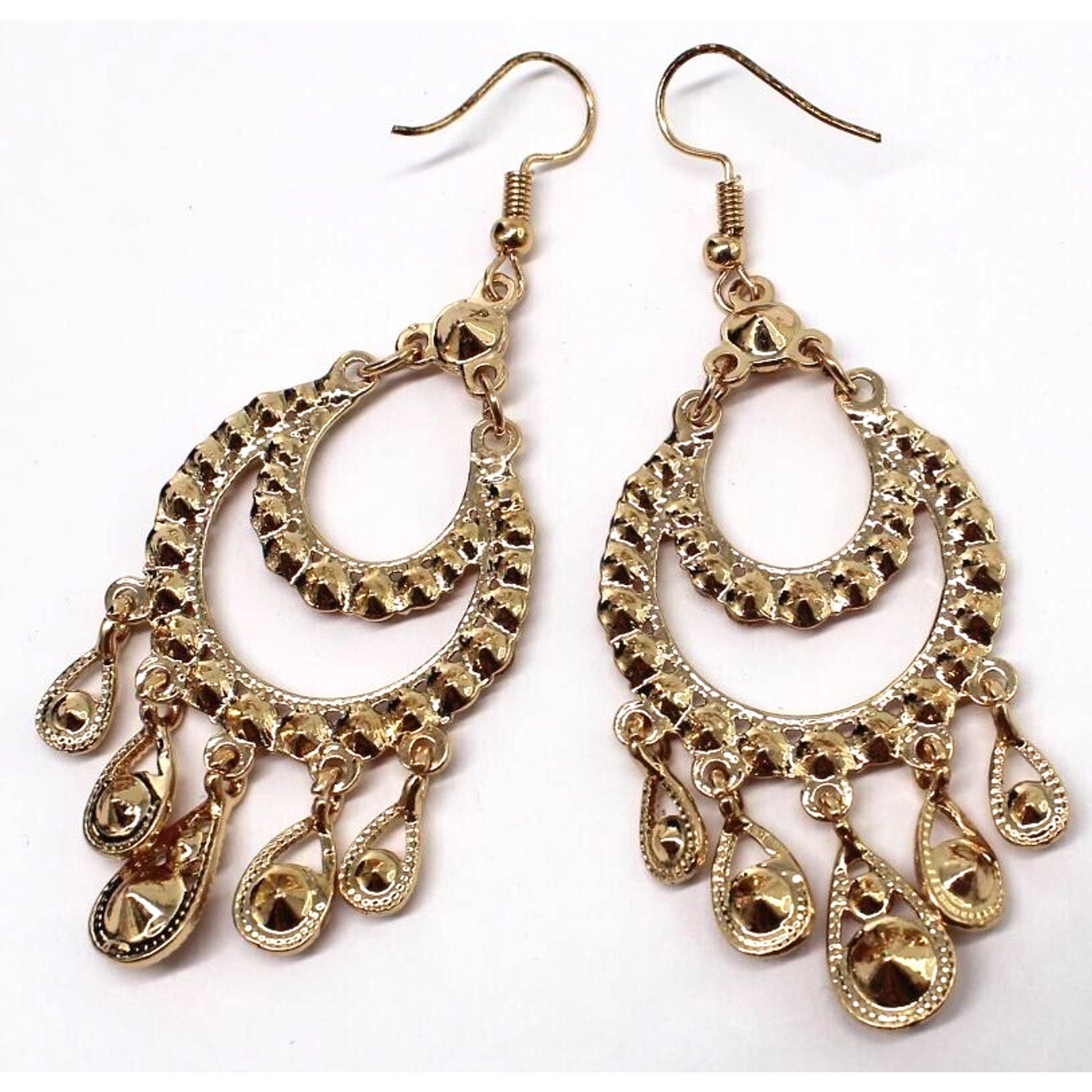 Other Golden Pink Rhinestone Chandelier Earrings • Hook • 3" Drop Size ONE SIZE - 3 Thumbnail