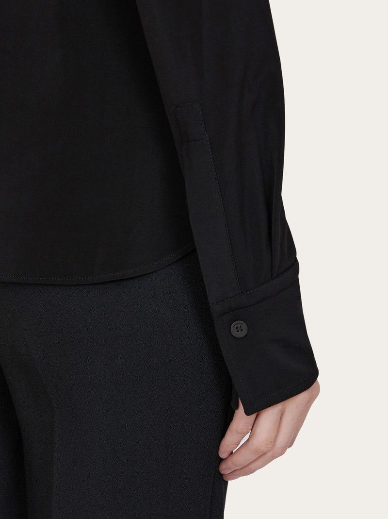 Salvatore Ferragamo o1s1rm0126 Studded Collar Jersey Shirt in Black Size XS / US 0-2 / IT 36-38 - 5 Thumbnail