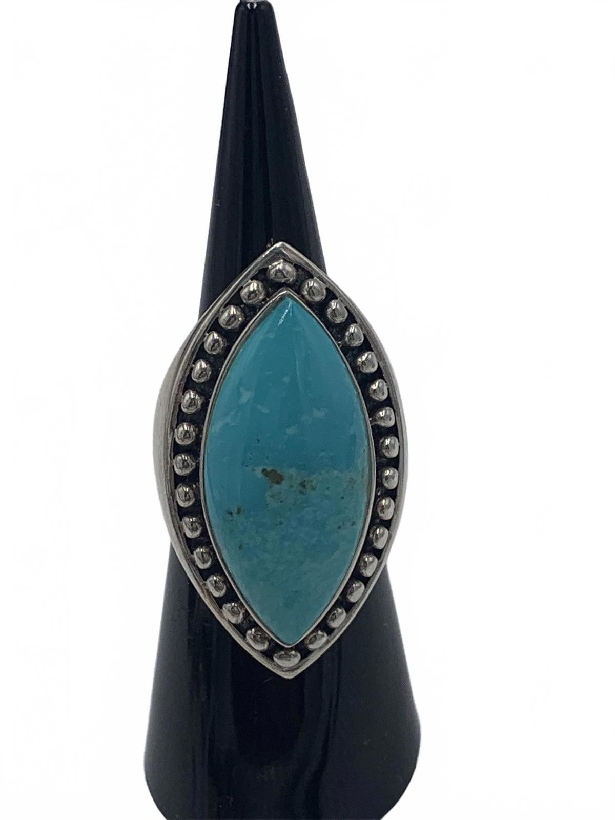 Other Sally C. Treasures Sterling Silver Turquoise Marquise Ring Size ONE SIZE - 1 Thumbnail