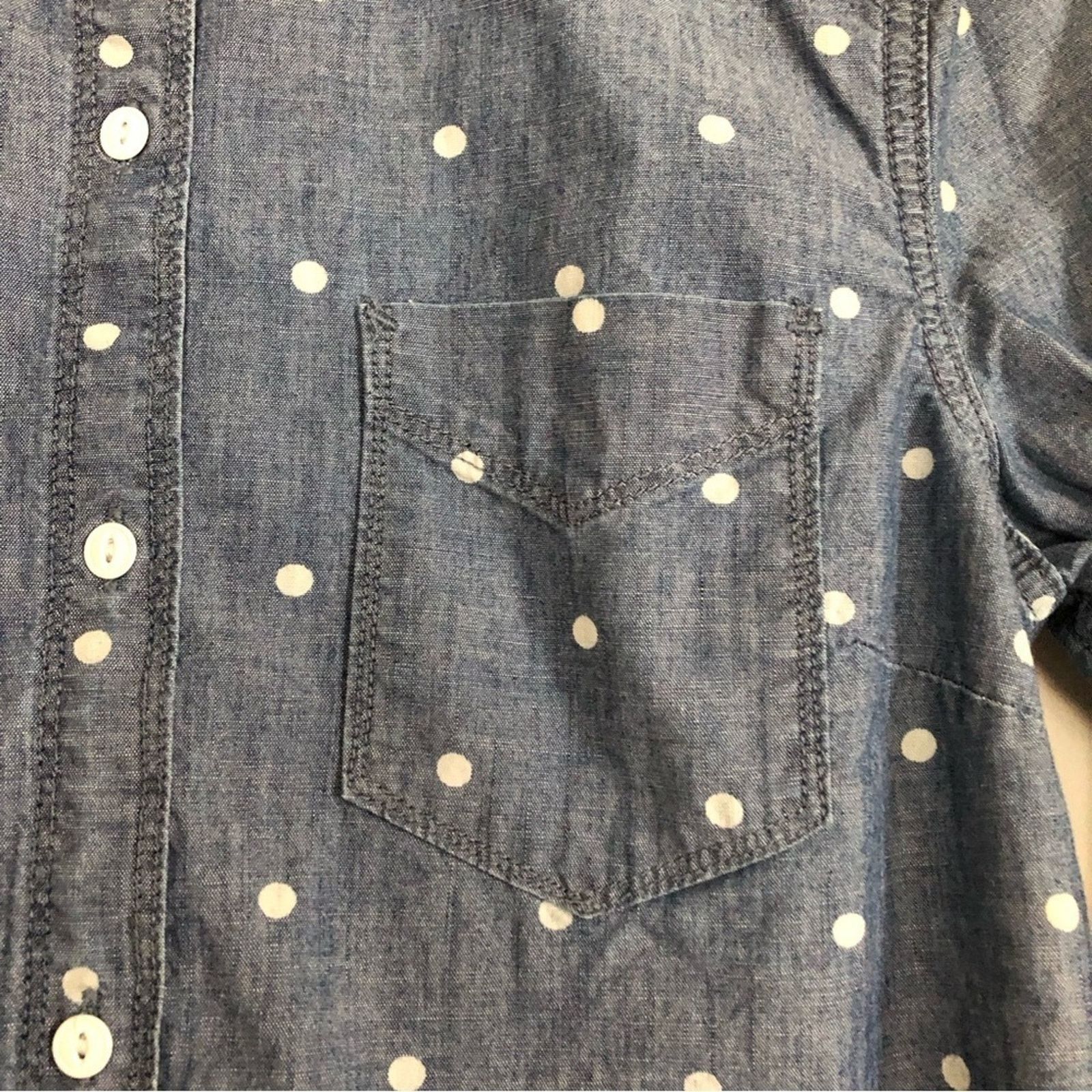 Gap Gap 1969 Cotton Blue Denim White Polka Dots Button Shirt Top Size S / US 4 / IT 40 - 3 Thumbnail