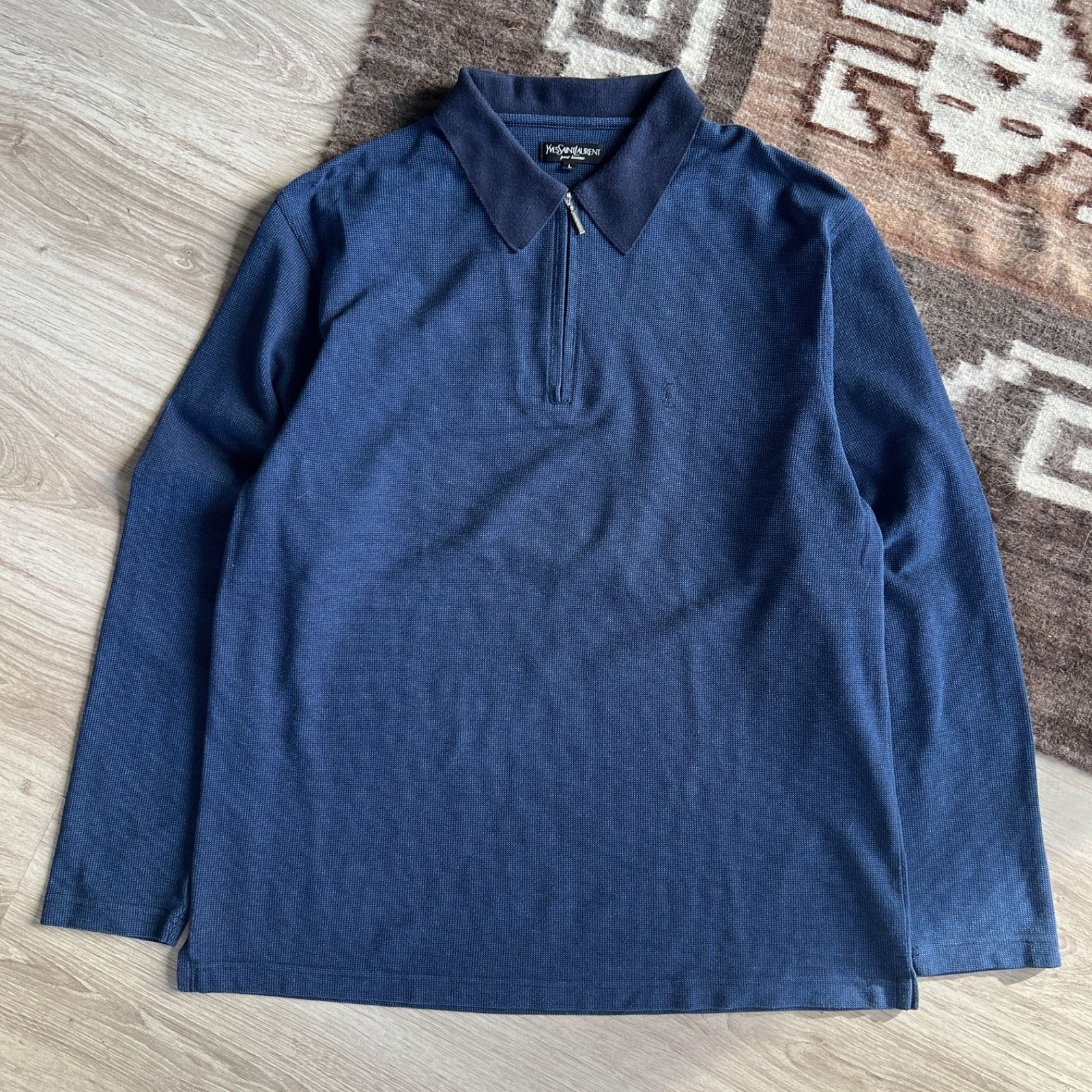 Saint Laurent Paris Yves Saint Laurent Vintage Half Zip Sweater 9954AC Size US L / EU 52-54 / 3 - 1 Thumbnail
