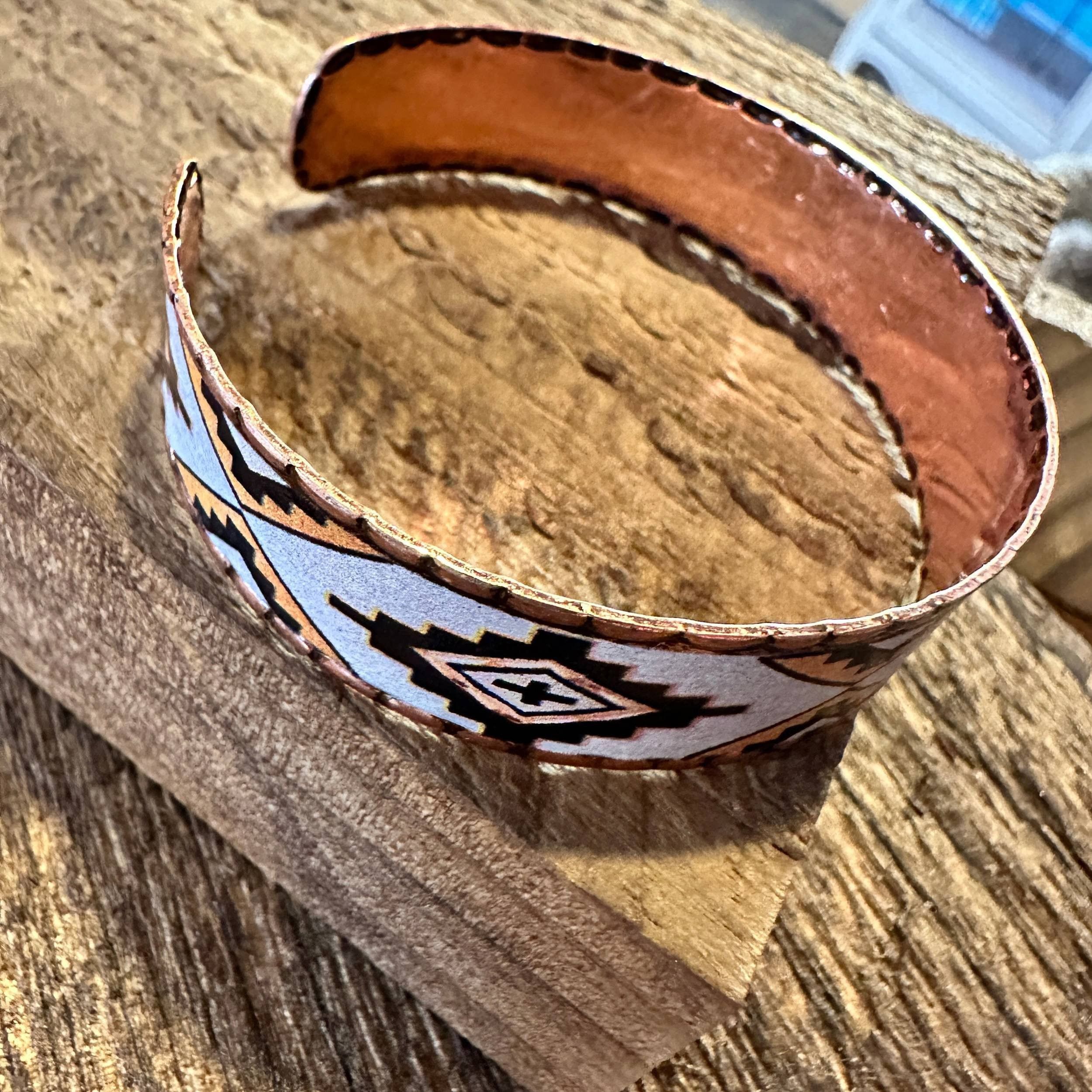 Other Handmade Boho Native American Navajo Copper Narrow Cuff Brac Size ONE SIZE - 3 Thumbnail