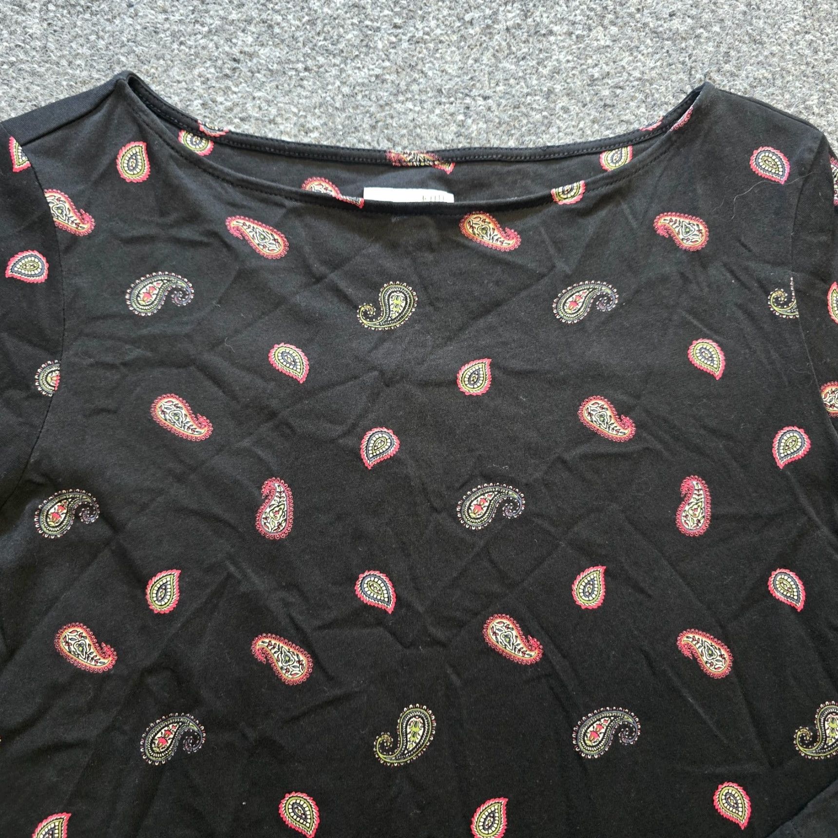 J. Jill J Jill Top Womens Medium Black Red Paisley Stretch 3/4 Sleeve Knit Casual Shirt Blouse Mens Womens? Size M / US 6-8 / IT 42-44 - 2 Thumbnail