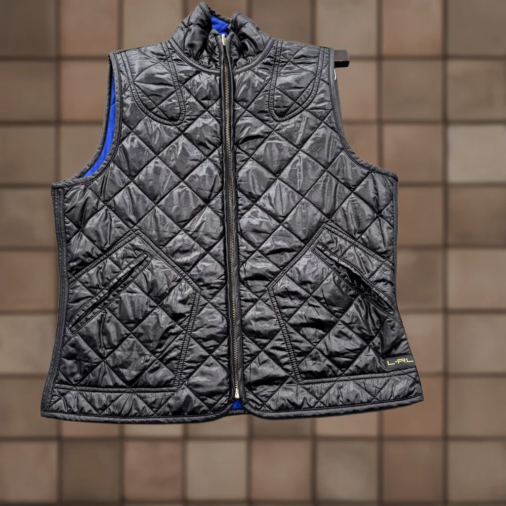 Ralph Lauren Lauren Ralph Lauren Vest Womens Medium Reversible Quilted Full Zip Black/Blue Pockets L-RL Logo Size M / US 6-8 / IT 42-44 - 1 Thumbnail