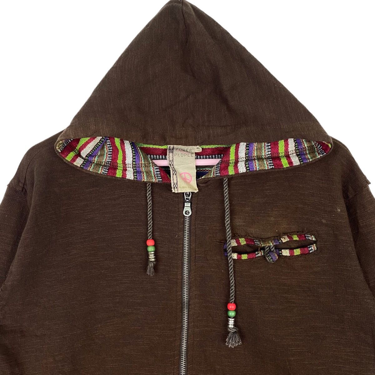 Designer × Vintage Power To The People Hoodie Sweater Brown Pullover Jumper Size US L / EU 52-54 / 3 - 2 Thumbnail